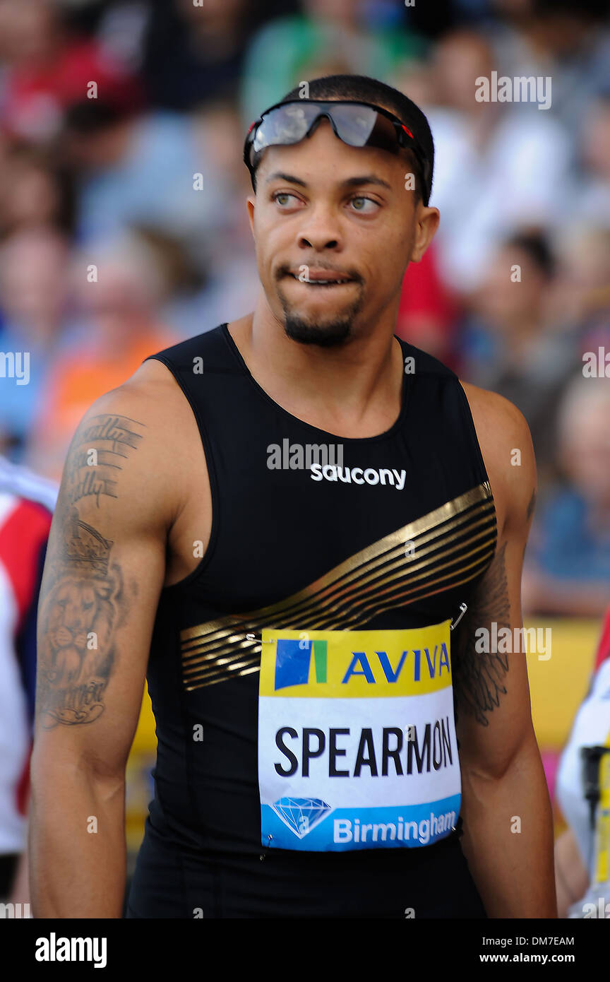 Wallace Spearmon in action during Mens 200m Aviva Diamond League Grand