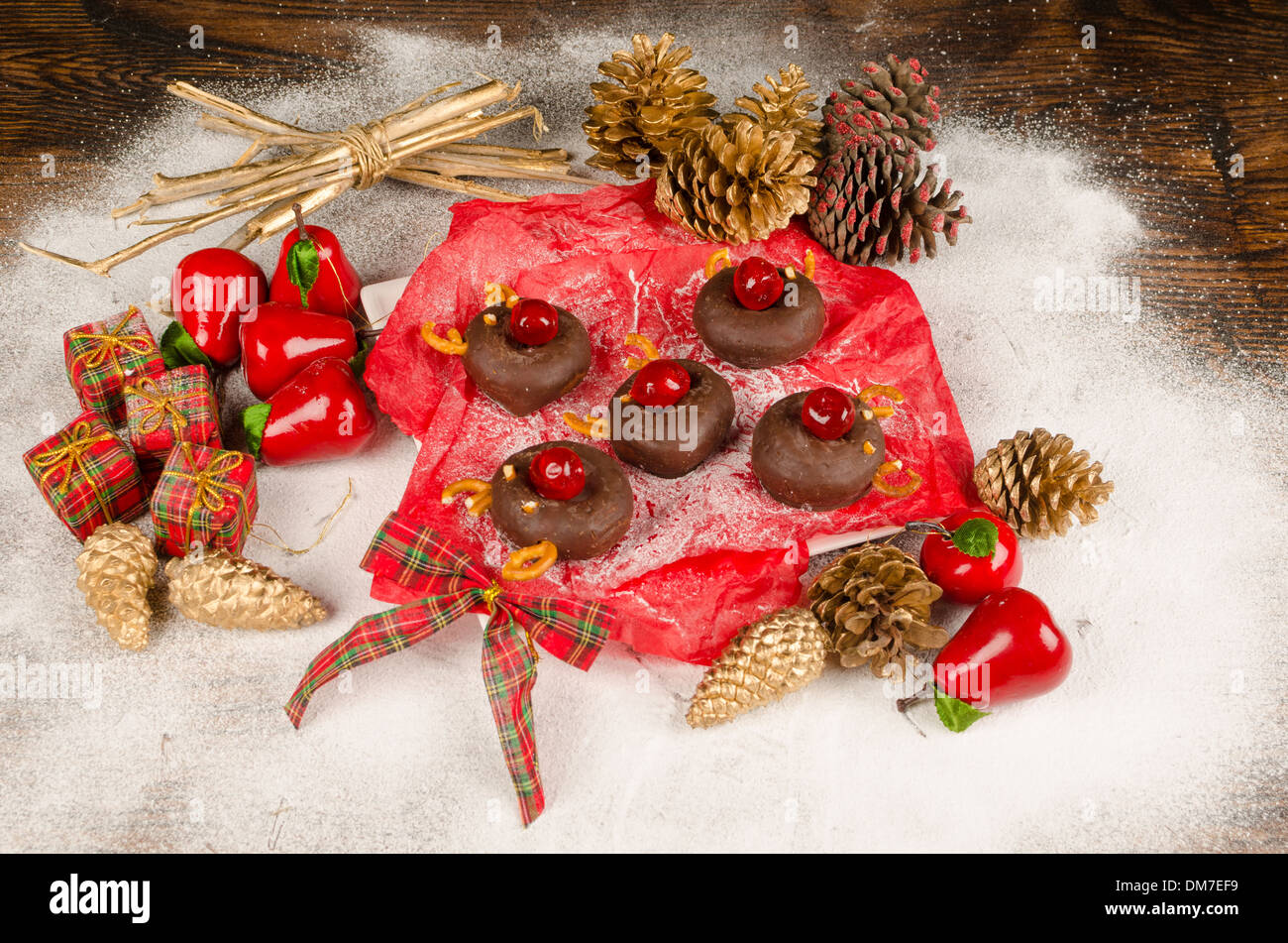 Christmas donuts in reindeer shape, a creative festive Christmas treat ...