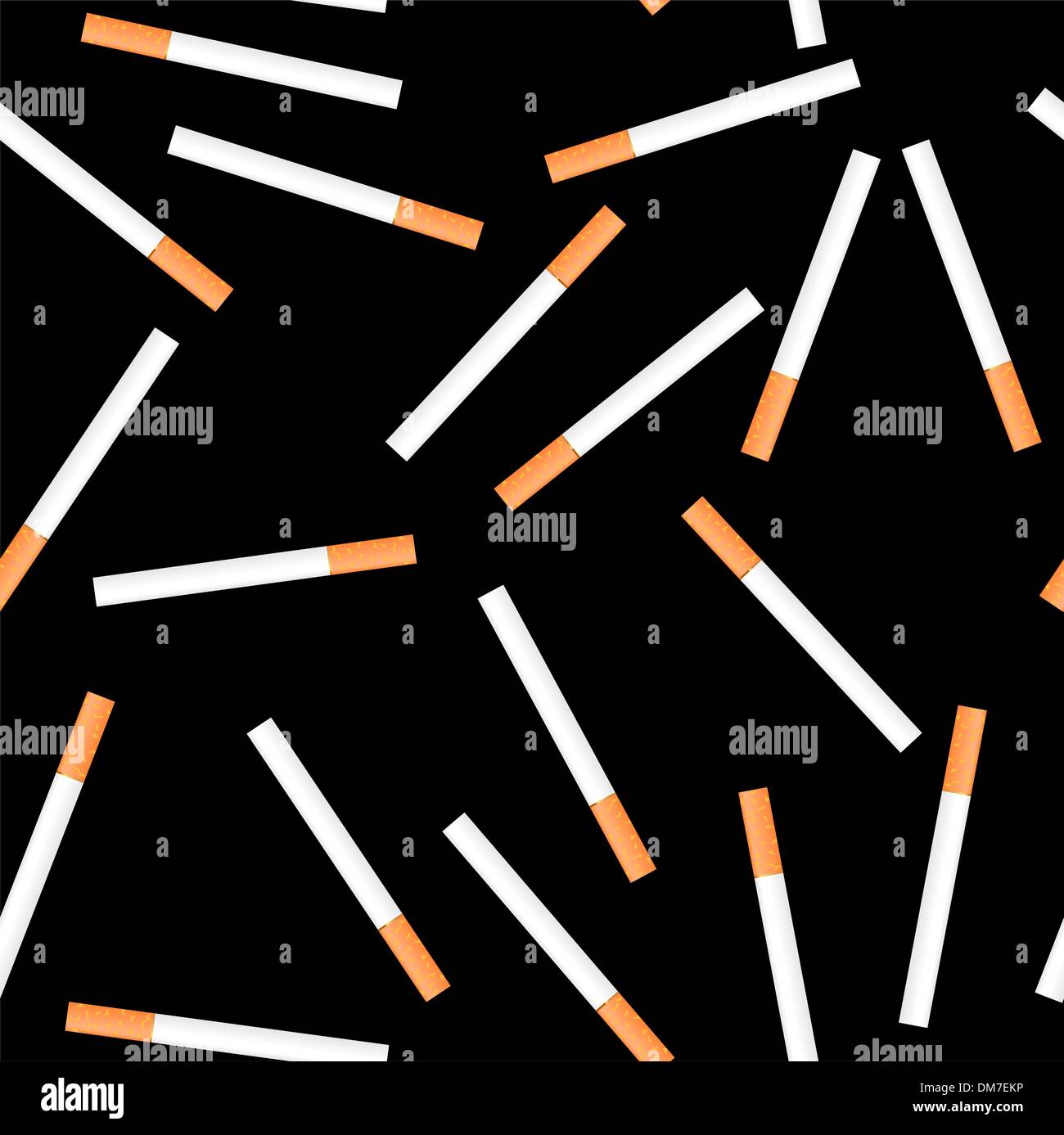 Cigarette seamless on black background Stock Vector