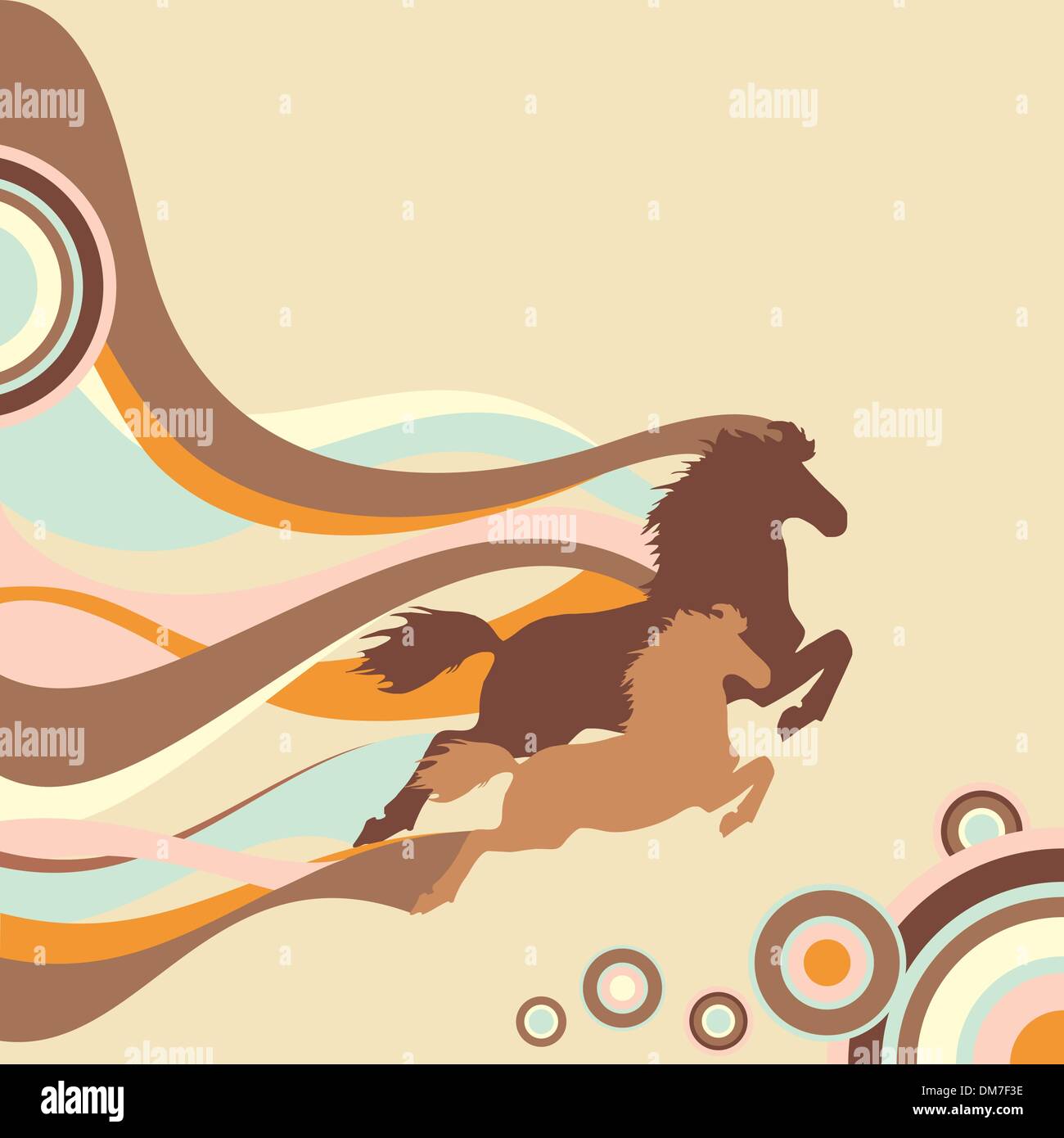 retro background with horses Stock Vector
