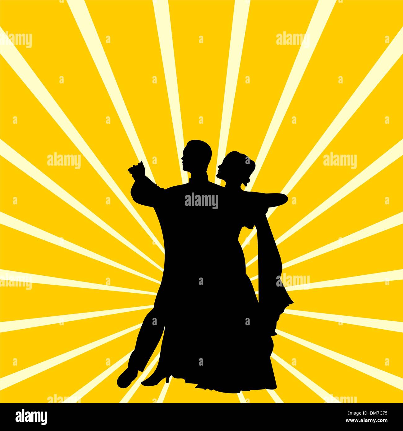 Silhouette a couple dancing waltz Stock Vector