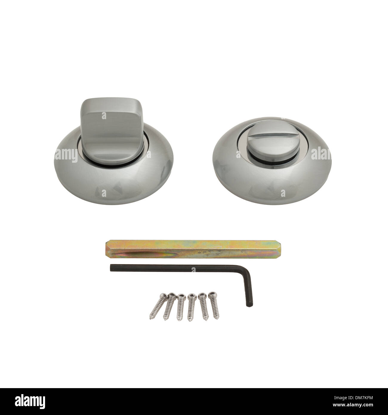 Door latch with screws isolated on white background Stock Photo Alamy