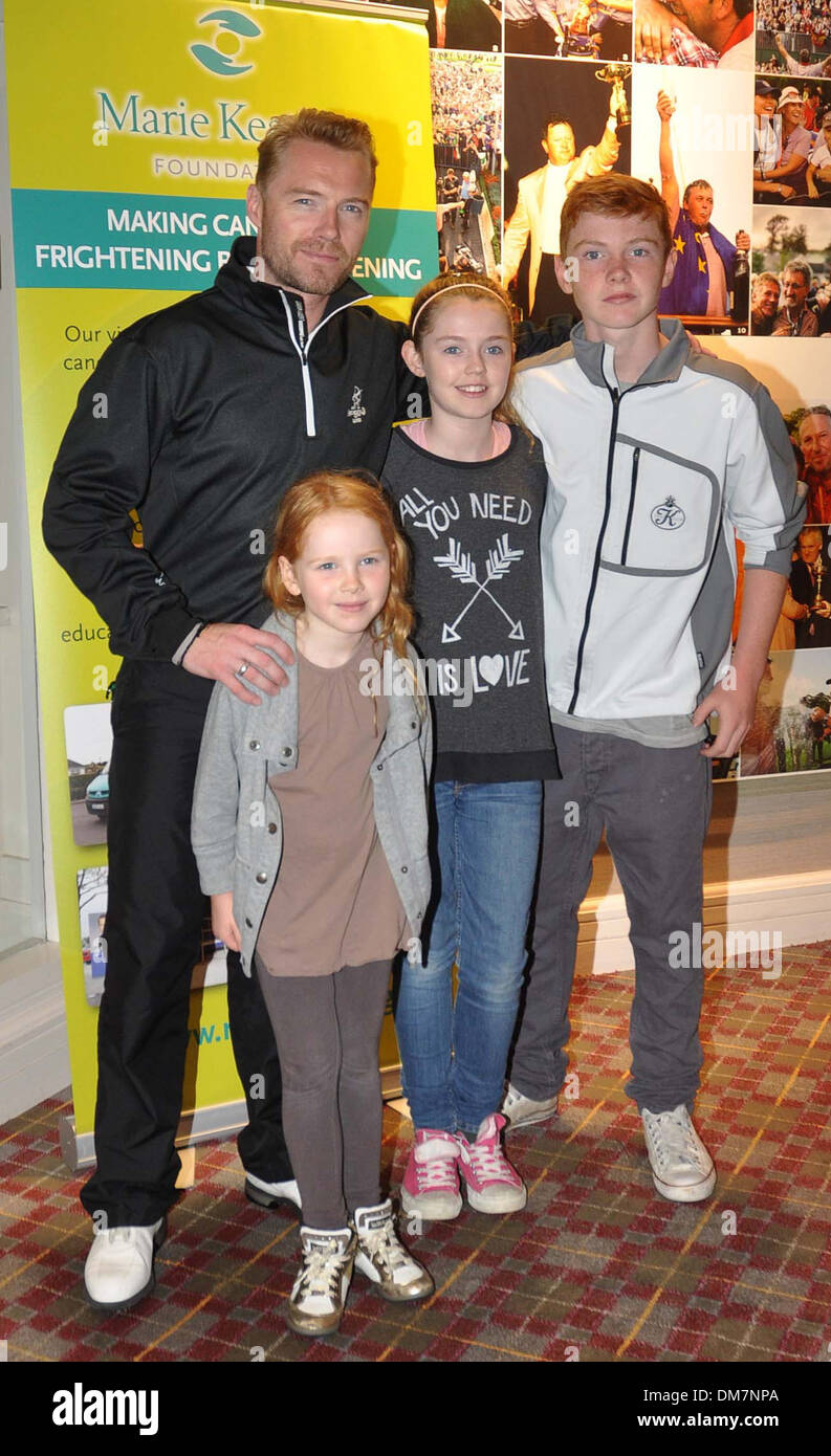 Ronan Keating with children Jack Missy and Ali 13th Marie Keating Foundation - Celebrity Golf Classic at K-Club Kildare Ireland Stock Photo