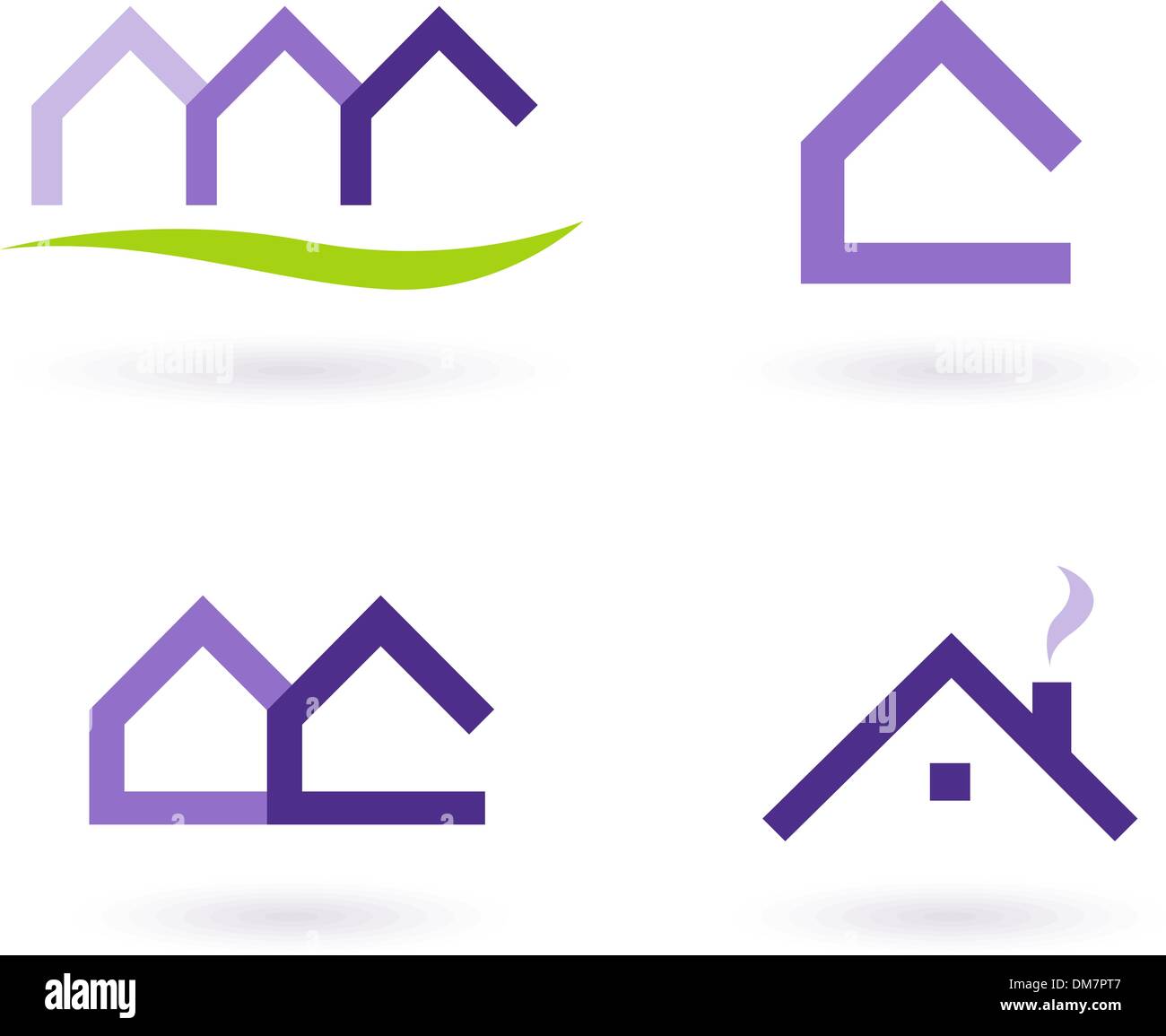 Real Estate Logo And Icons Vector - Purple and Green Stock Vector