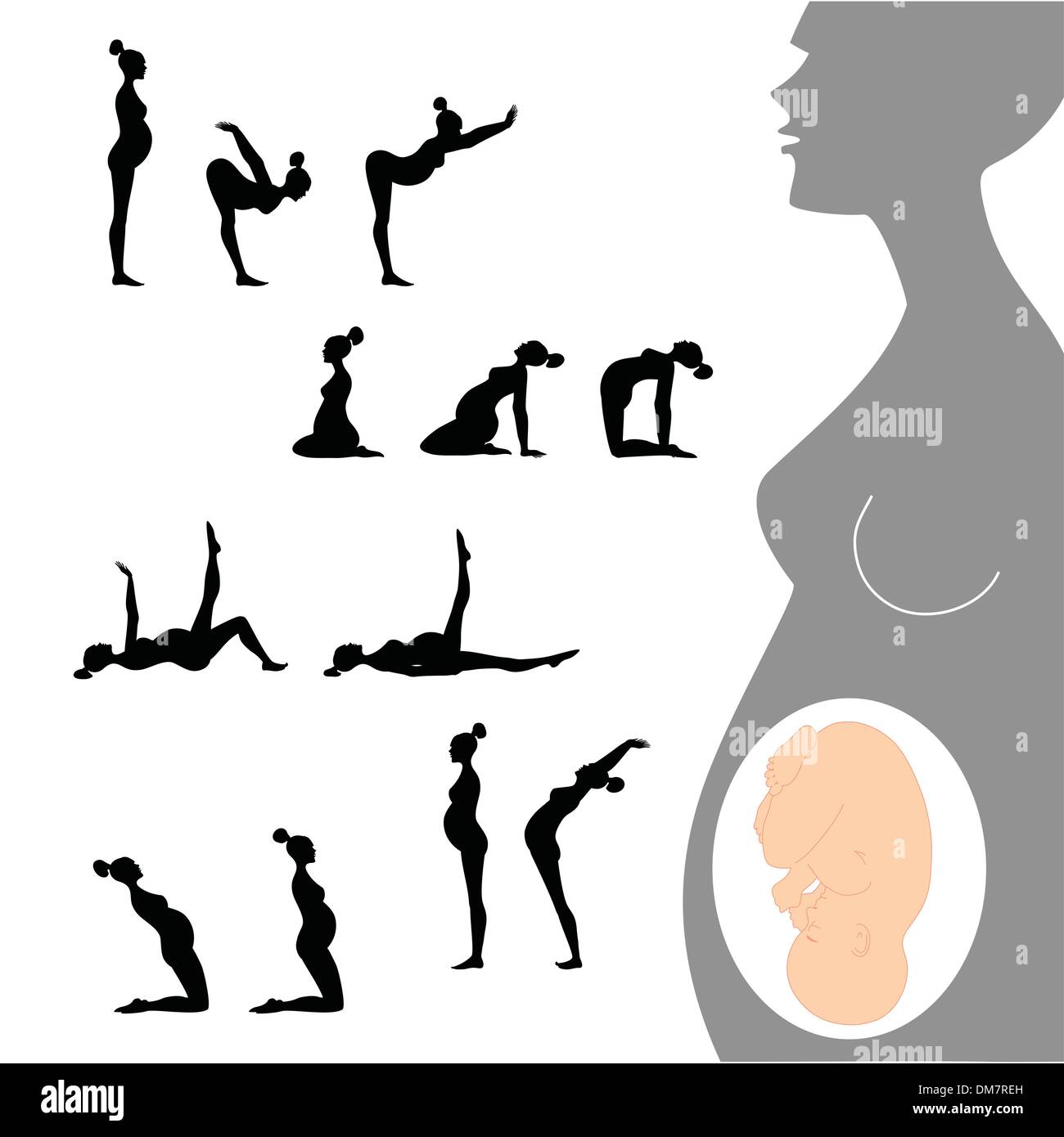 gymnastics-for-pregnant-women Stock Vector