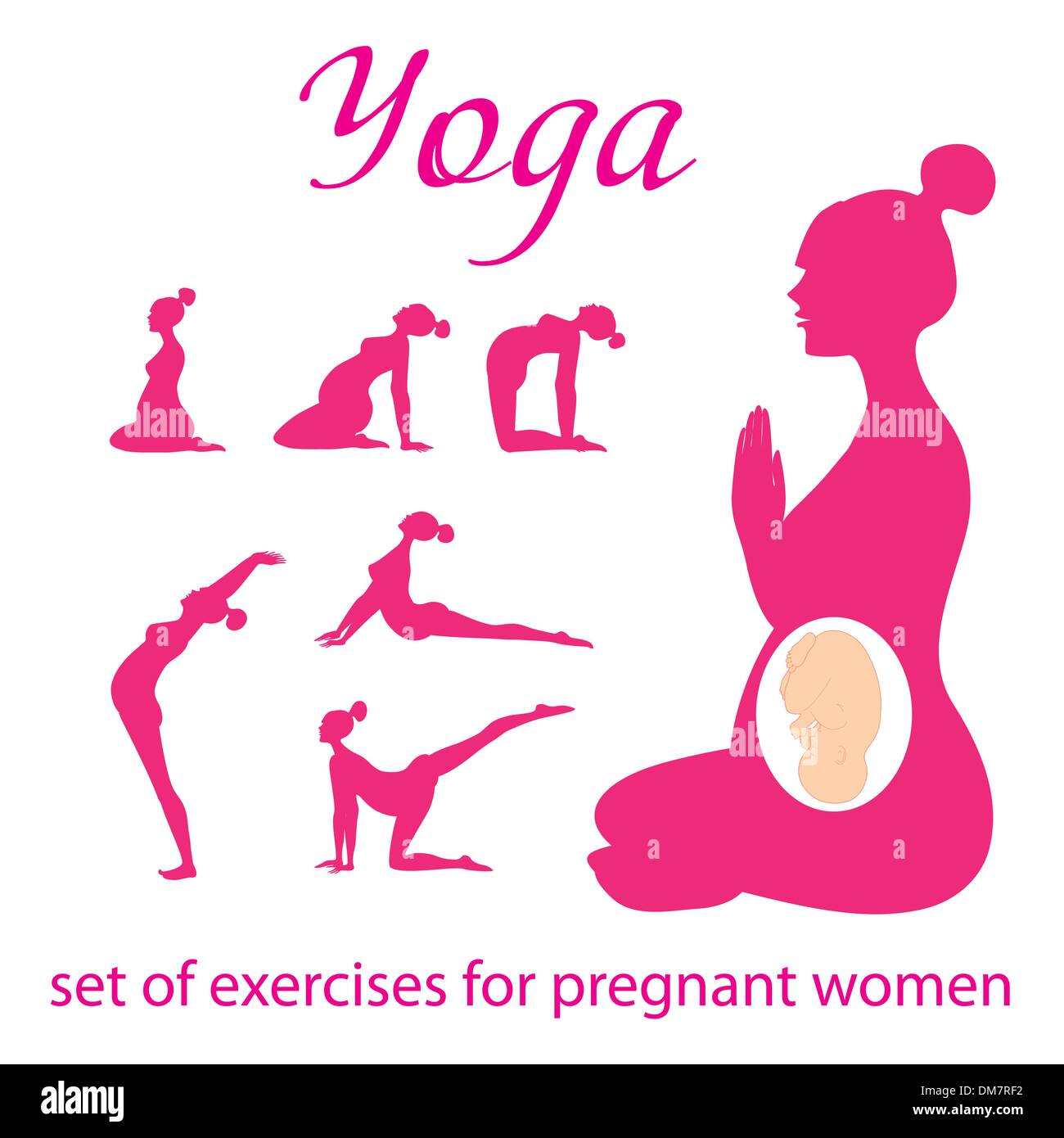 set-of-exercises-for-pregnant-women Stock Vector