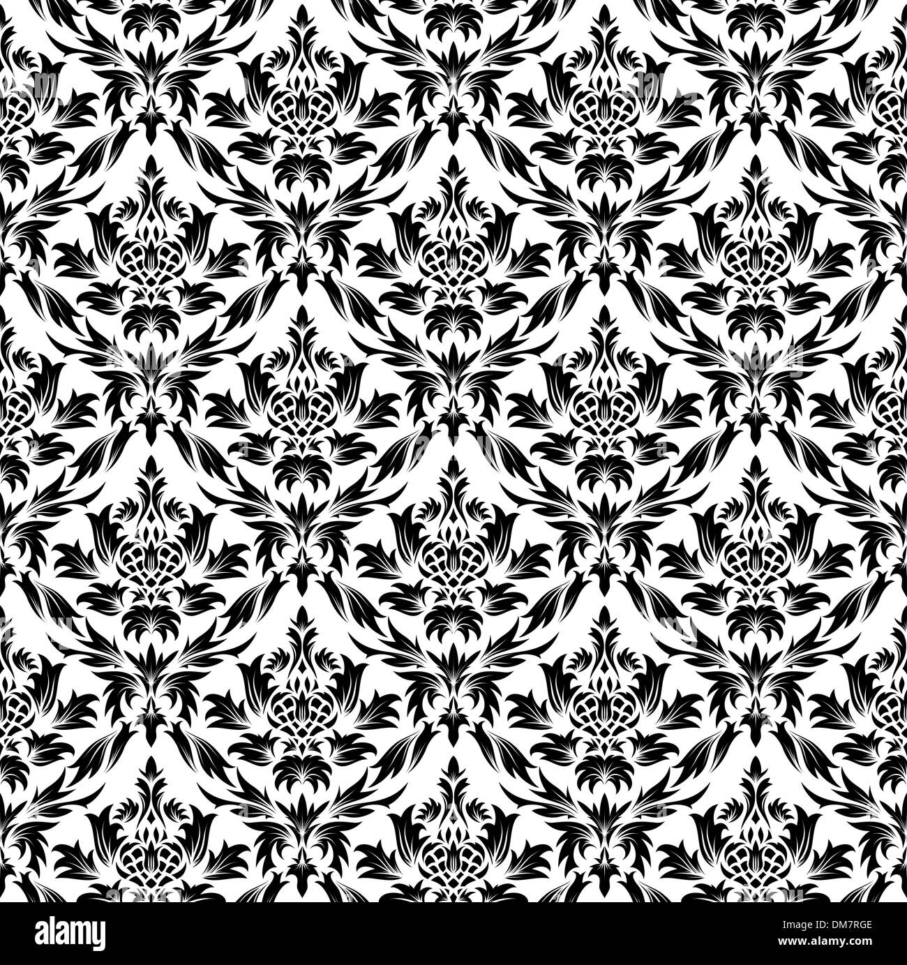 Seamless damask vector background Black and White Stock Photos & Images ...
