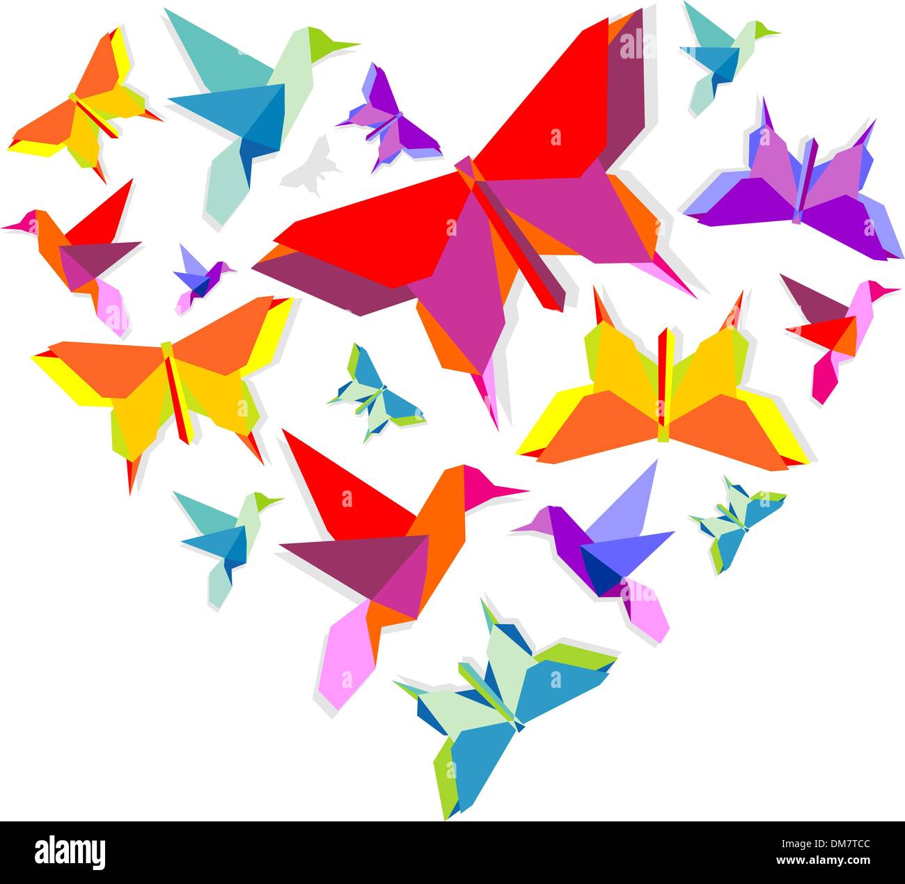 Spring Origami bird love Stock Vector