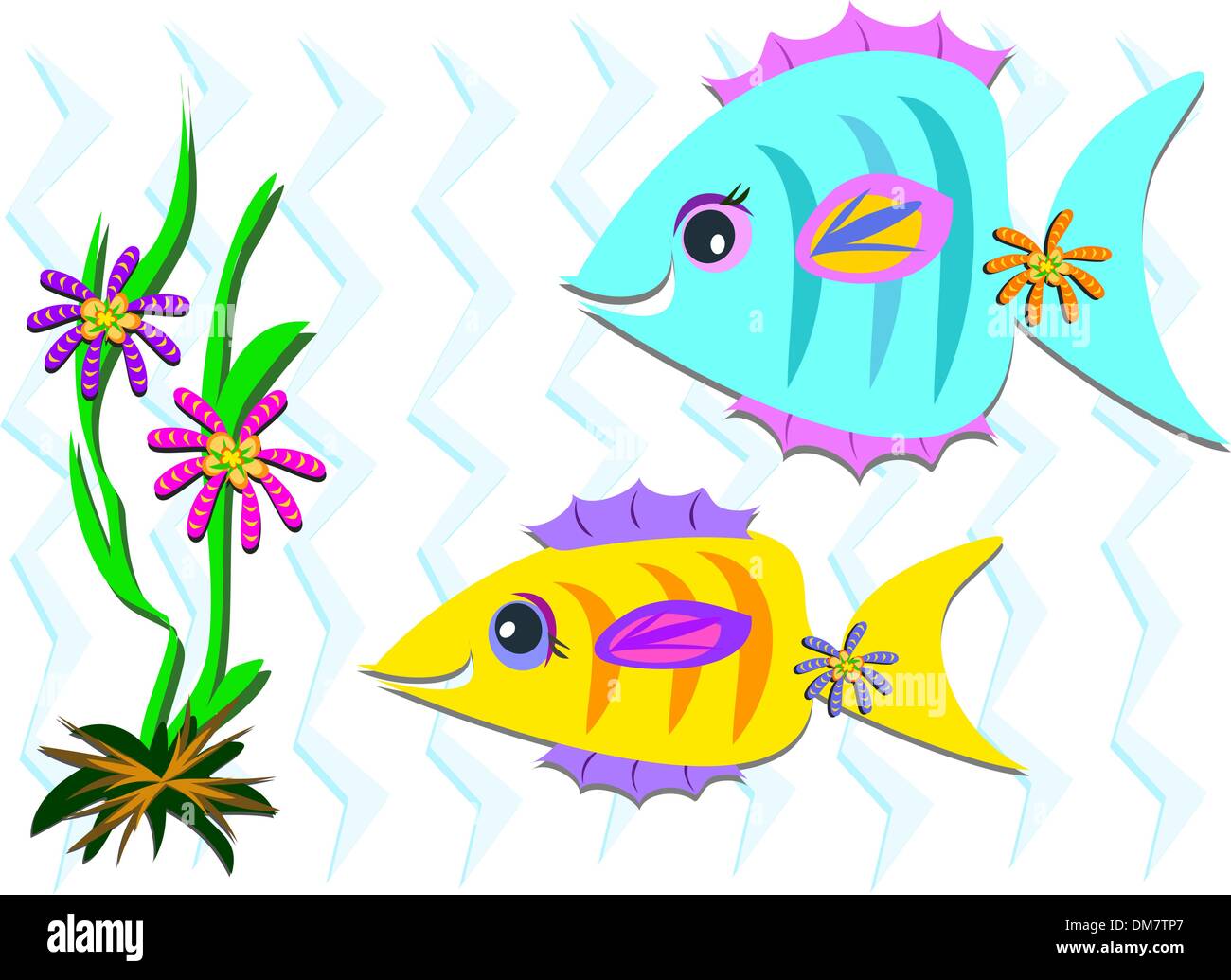 Fish with Zigzag Background Stock Vector