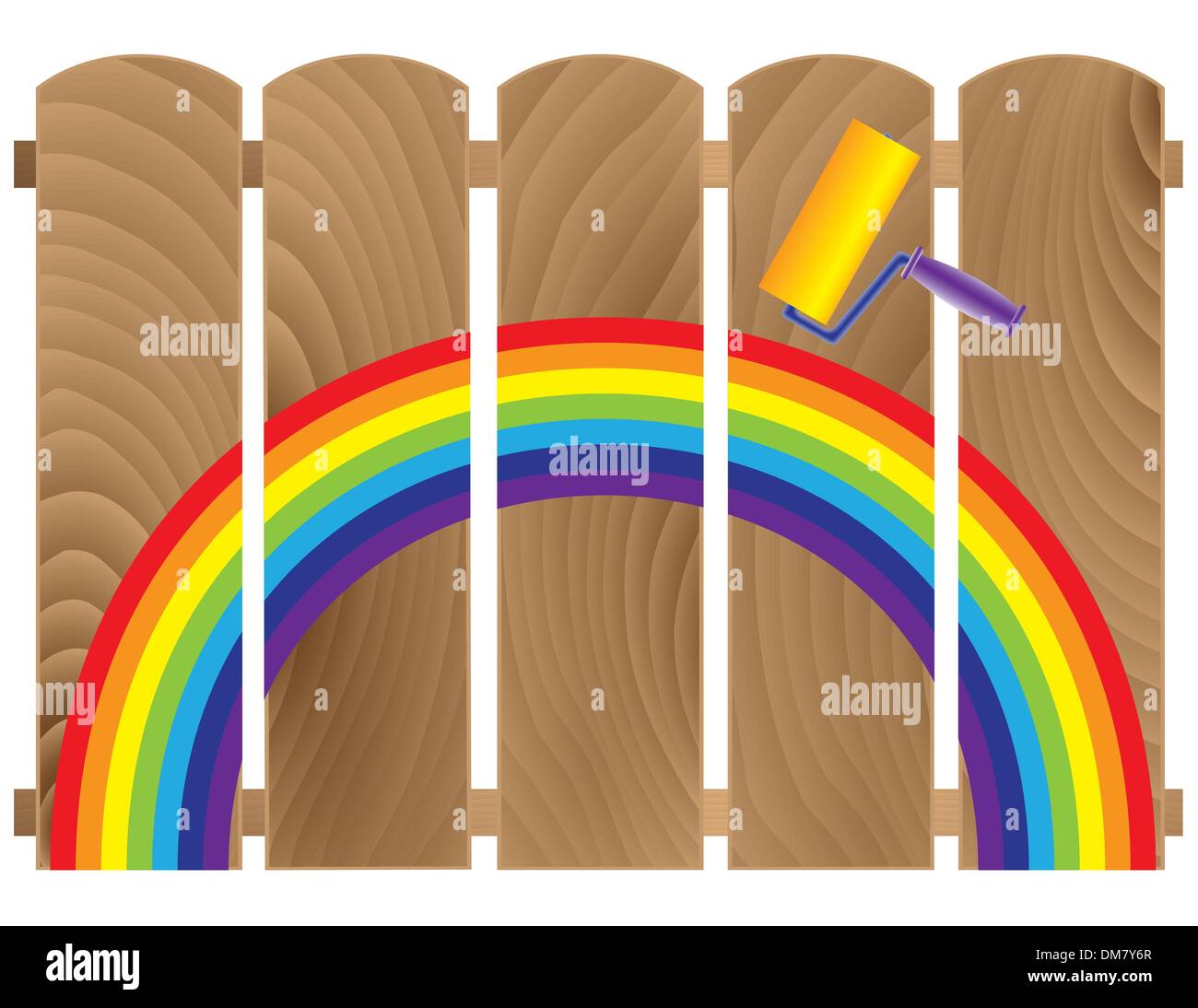 fence boards painted in rainbow Stock Vector