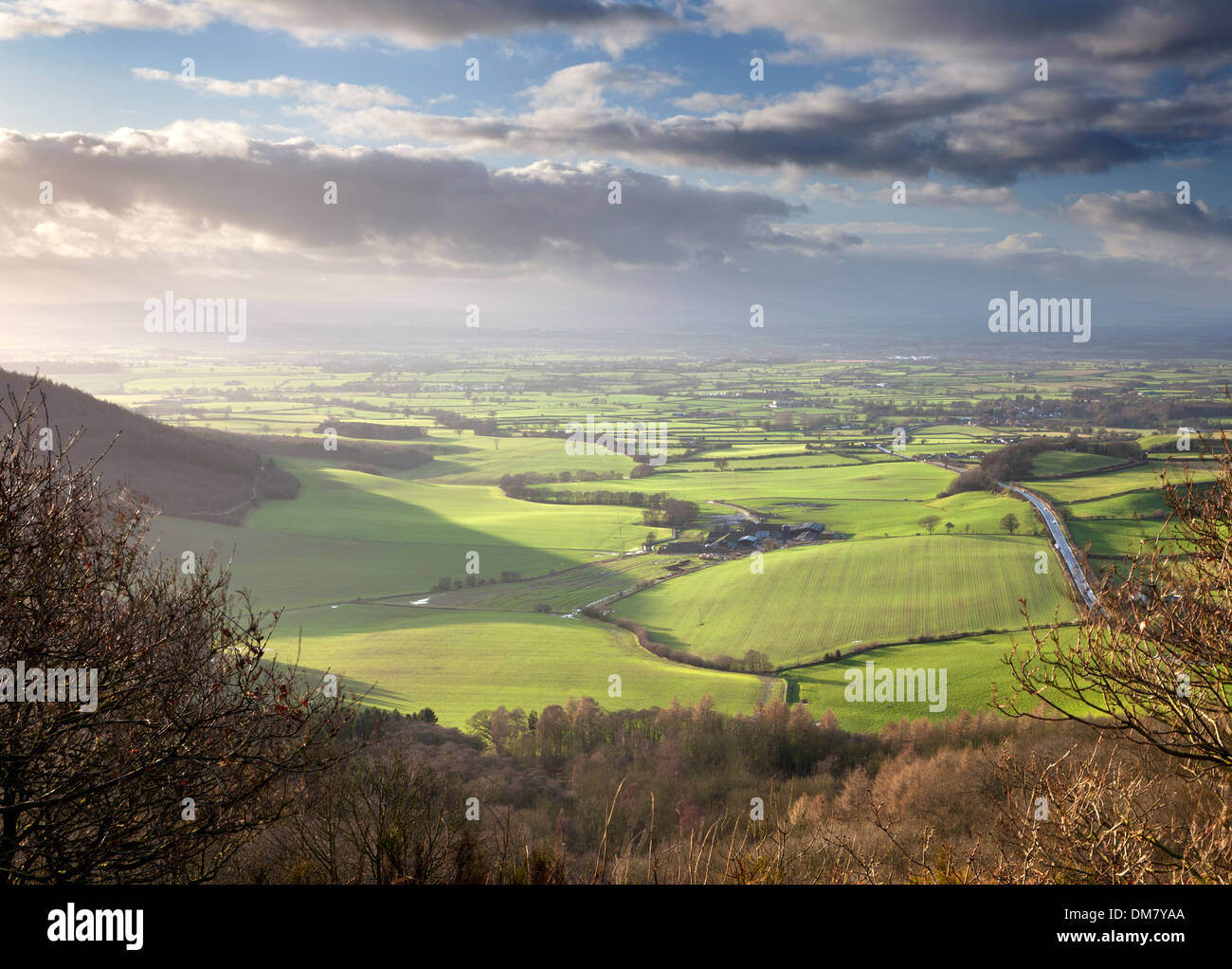 The Vale of York from Sutton bank in North Yorkshire. Stock Photo