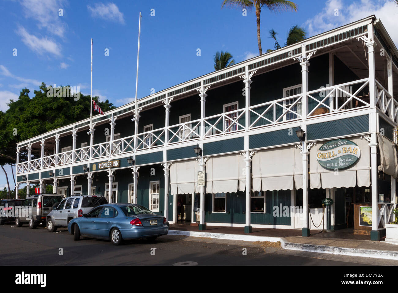 USA, Hawaii, Maui, Lahaina Pioneer Inn Stock Photo