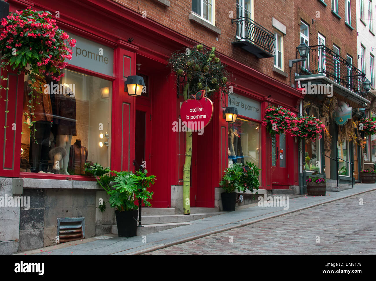 Boutiques on Rue du Petit Champlain Quebec city Stock Photo