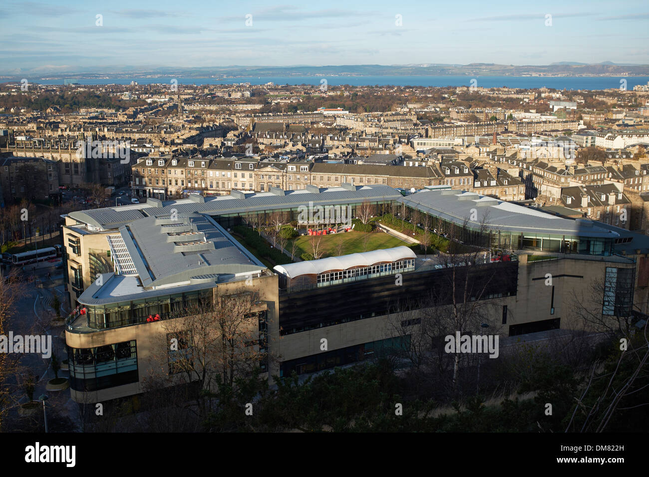View of the Glasshouse Hotel in Edinburgh city centre from Calton Hill Stock Photo