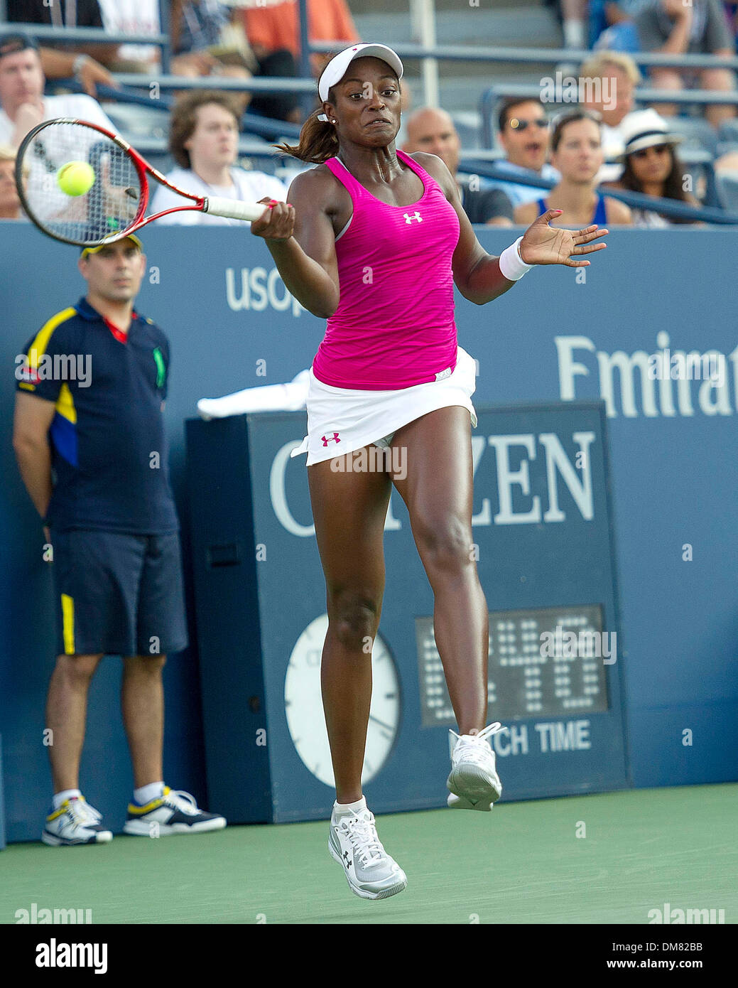 Sloane Stephens (USA) wins first set of her match at 2012 US Open being ...