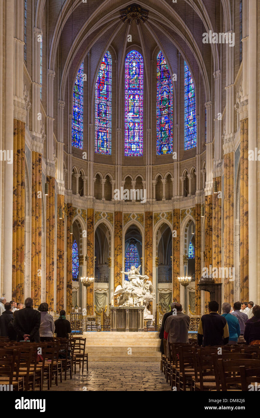 VESPERS AND CHOIR IN THE OUR LADY OF CHARTRES CATHEDRAL, LISTED AS A WORLD HERITAGE SITE BY UNESCO, EURE-ET-LOIR (28), FRANCE Stock Photo