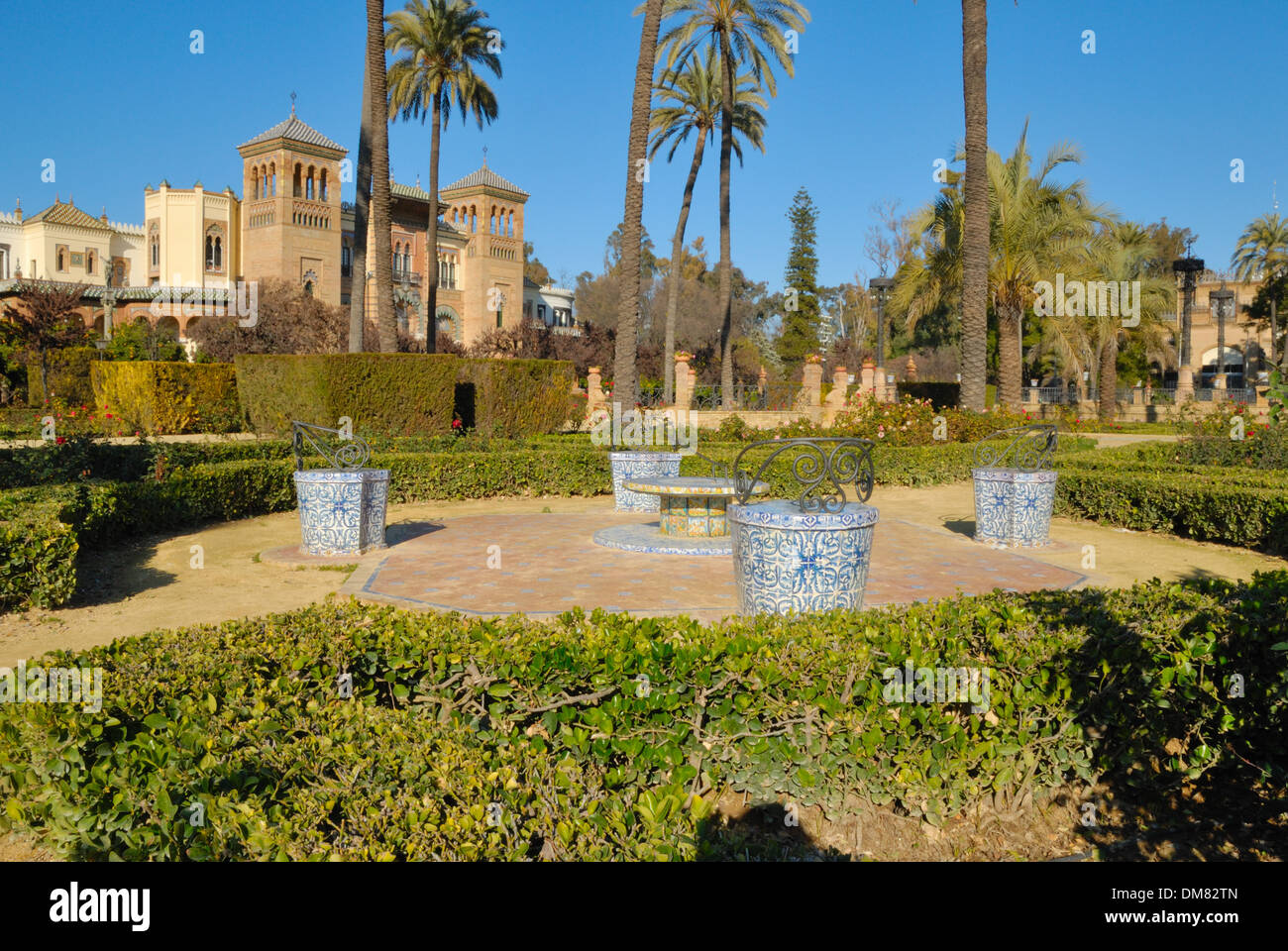 Views of Mudejar Pavilion built for the Iberian American Exposition of 1929 at Seville, Spain. Stock Photo