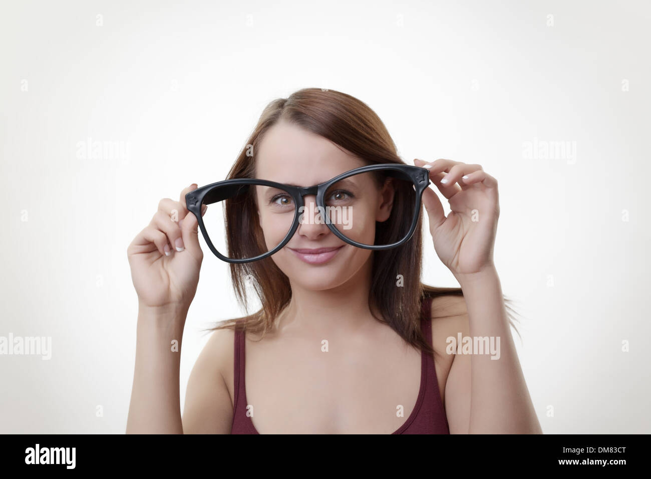 Nerdy woman wearing glasses hi-res stock photography and images - Alamy