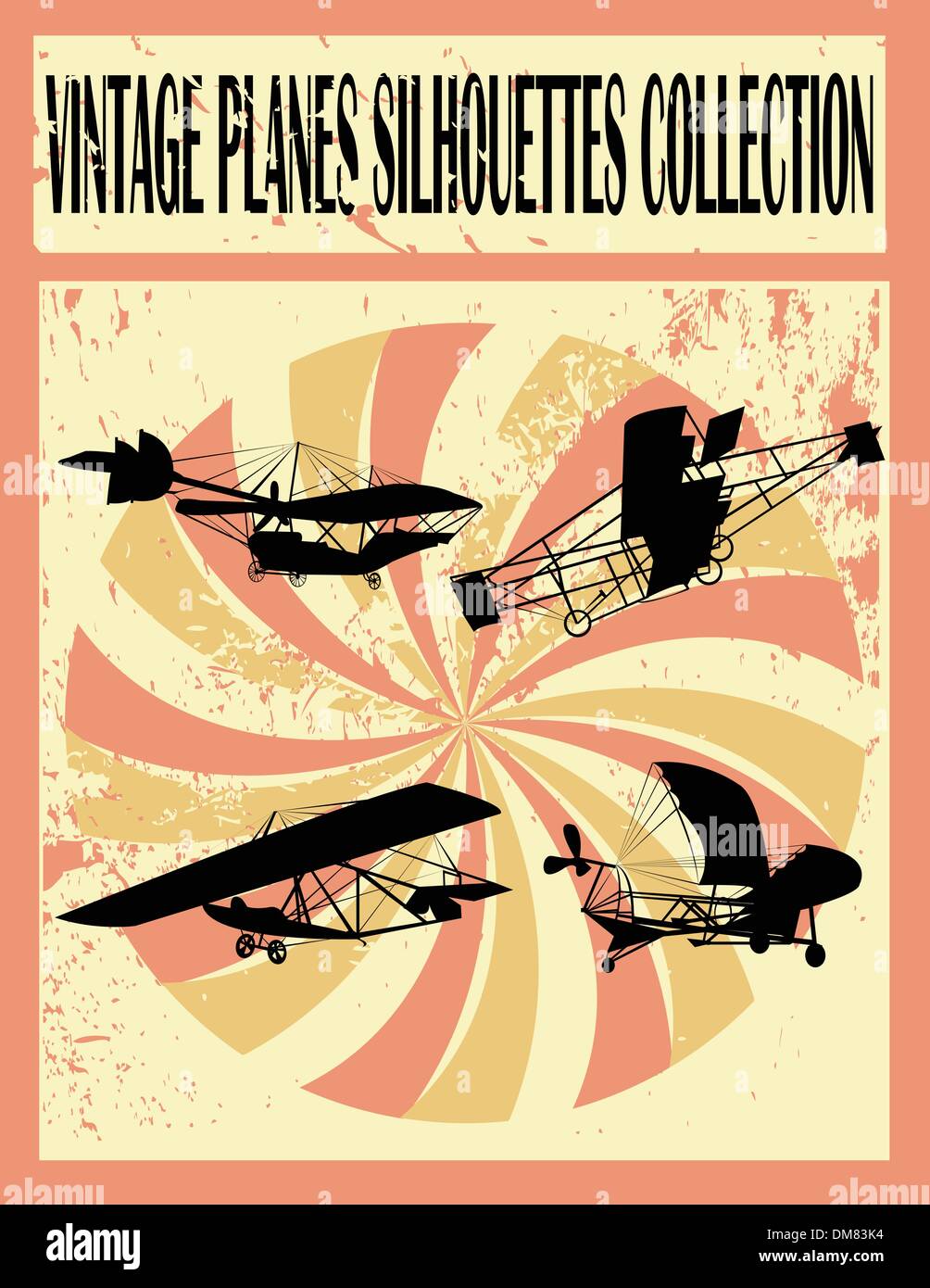 Vintage planes silhouettes collection Stock Vector