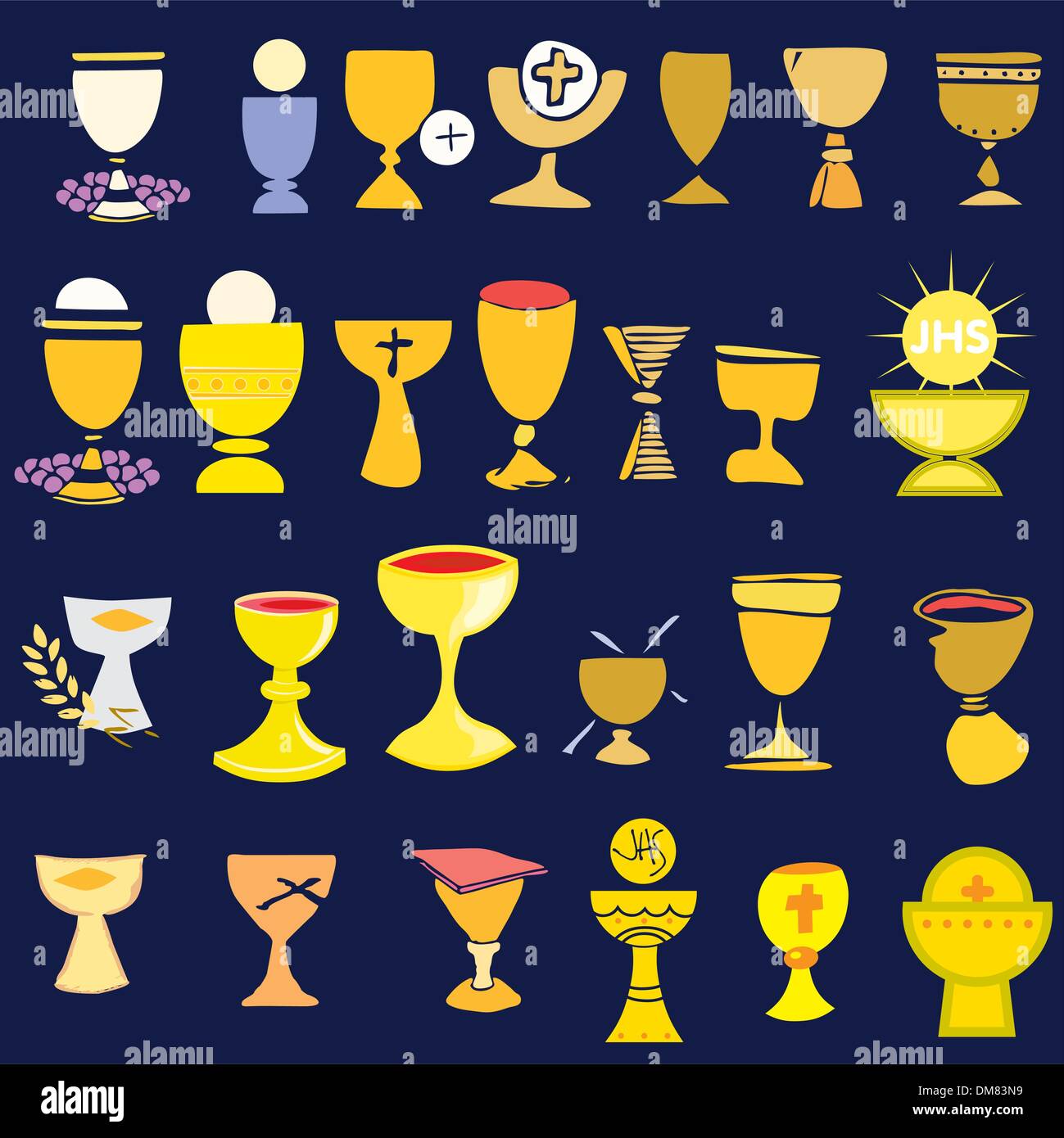 Set of Illustration of chalice Stock Vector