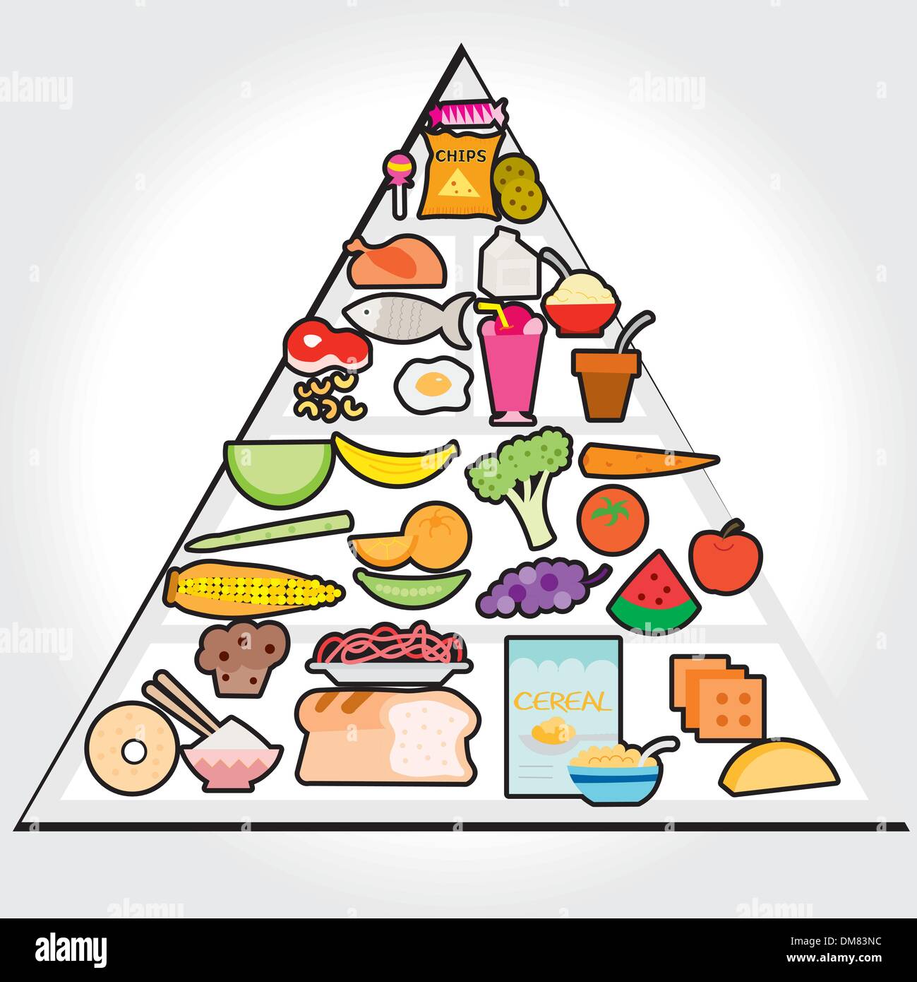 Food guide pyramid. Vector illustration Stock Vector