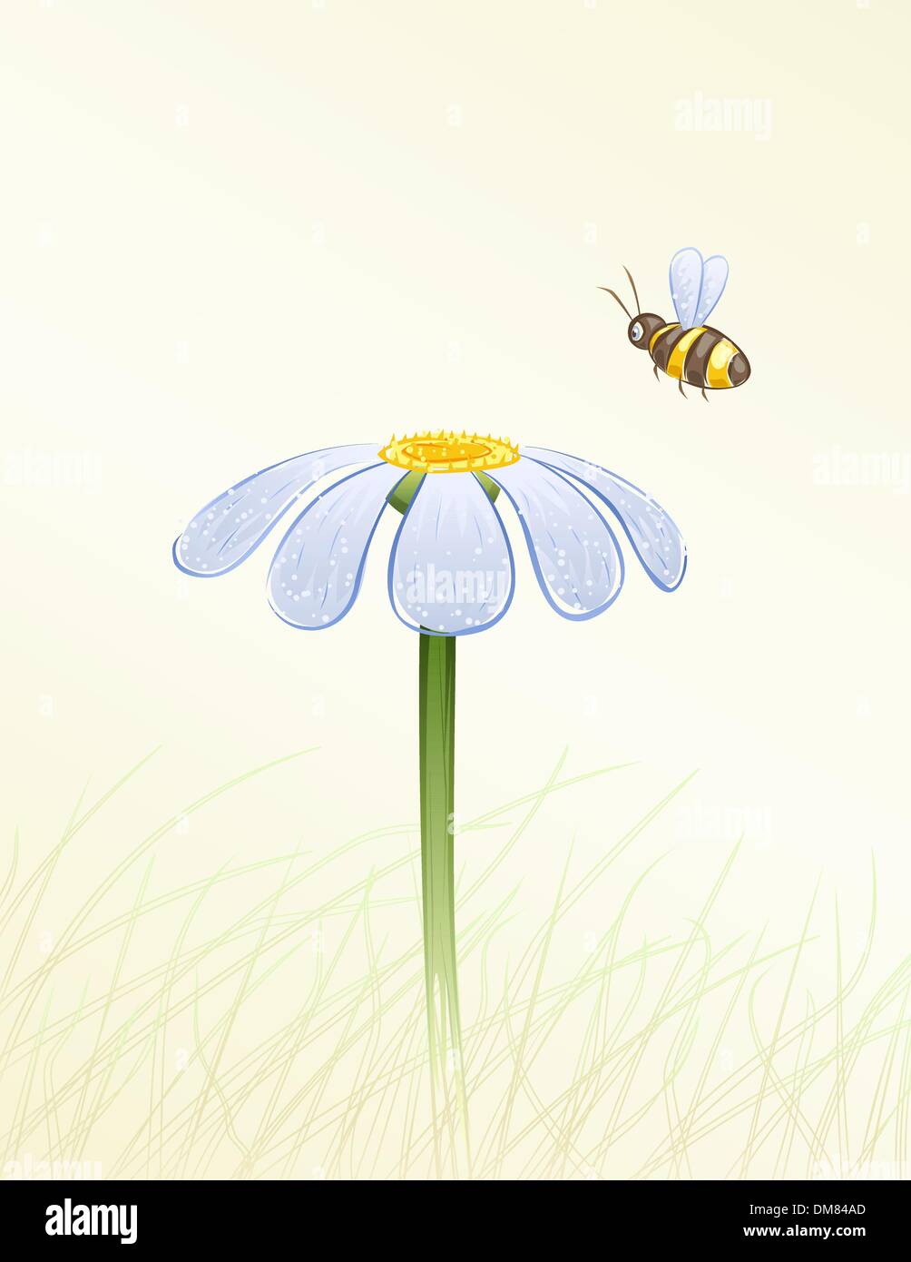 Пчела на ромашке рисунок
