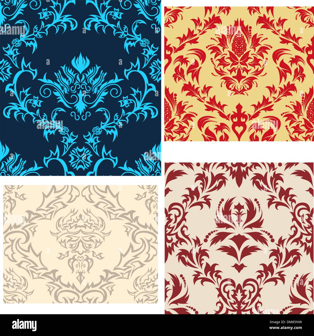 seamless damask patterns set Stock Vector Image & Art - Alamy