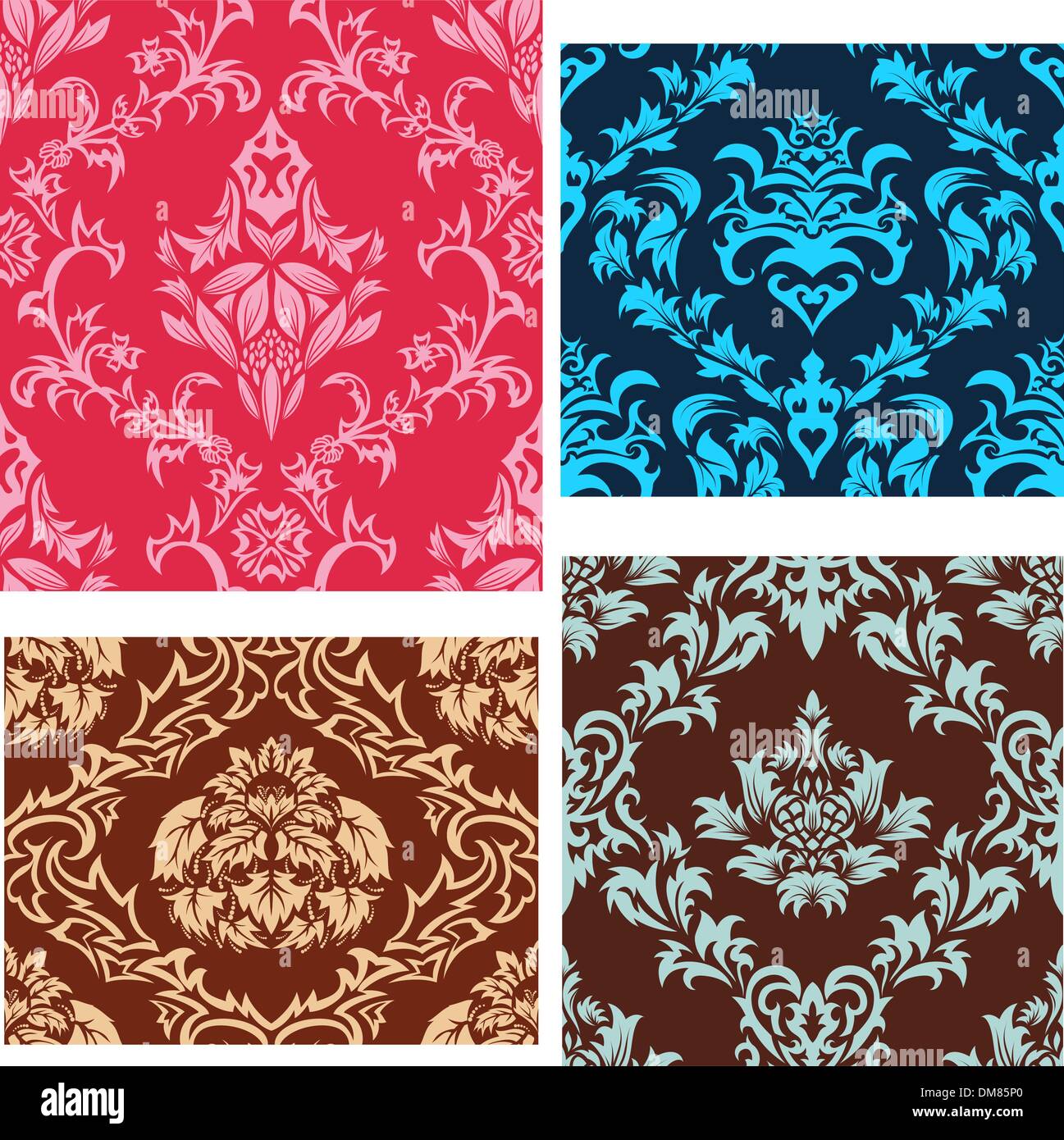 seamless damask patterns set Stock Vector Image & Art - Alamy