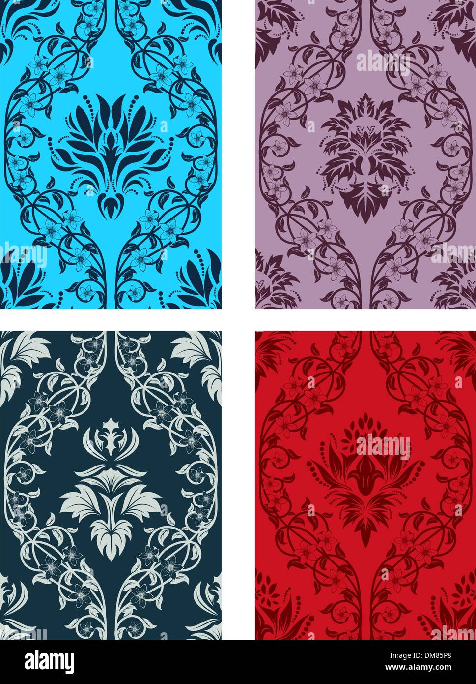 seamless damask patterns set Stock Vector Image & Art - Alamy