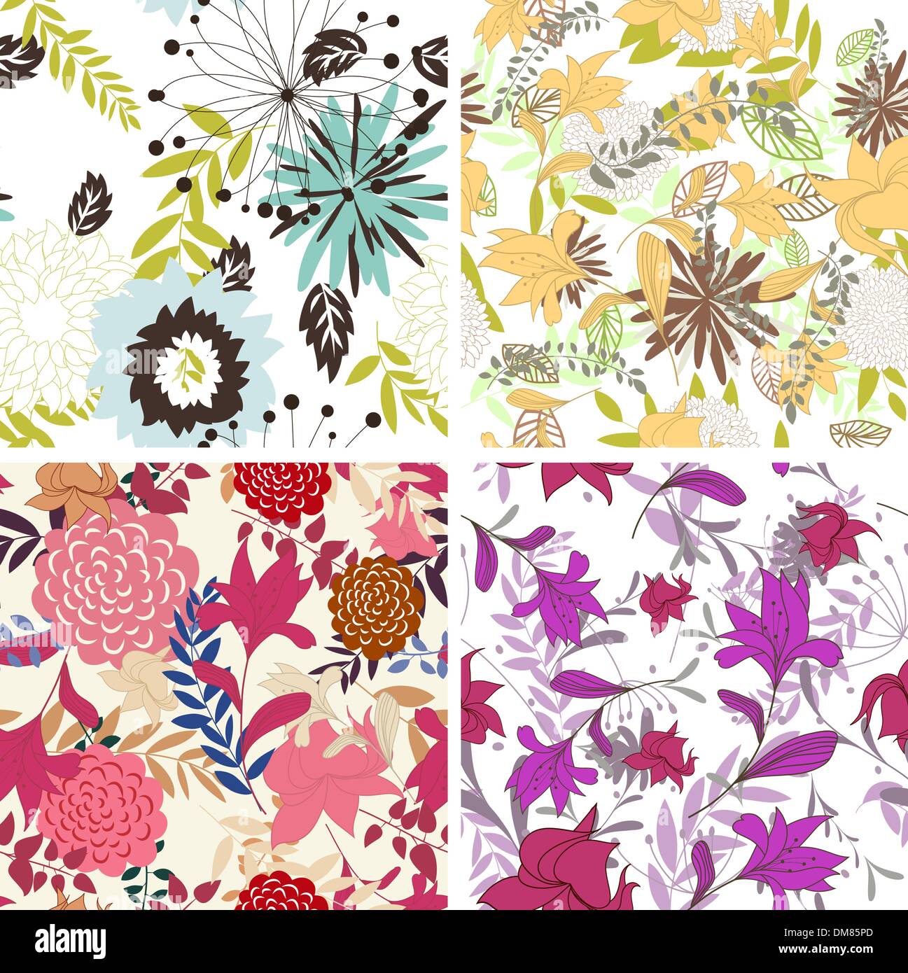 seamless floral backgrounds set Stock Vector Image & Art - Alamy