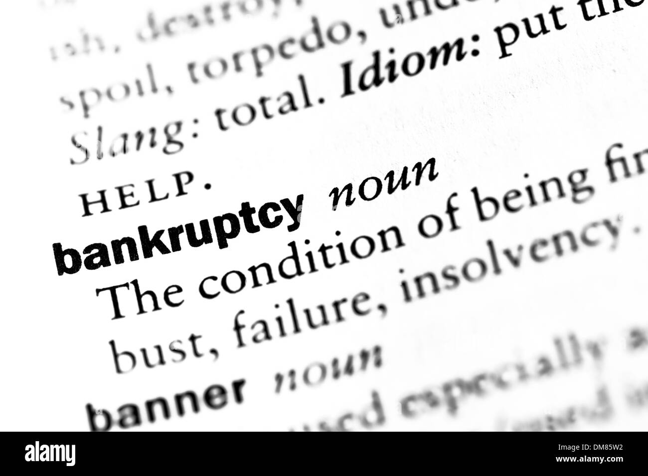 Dictionary Definition Of Bankruptcy Stock Photo 64104462 Alamy