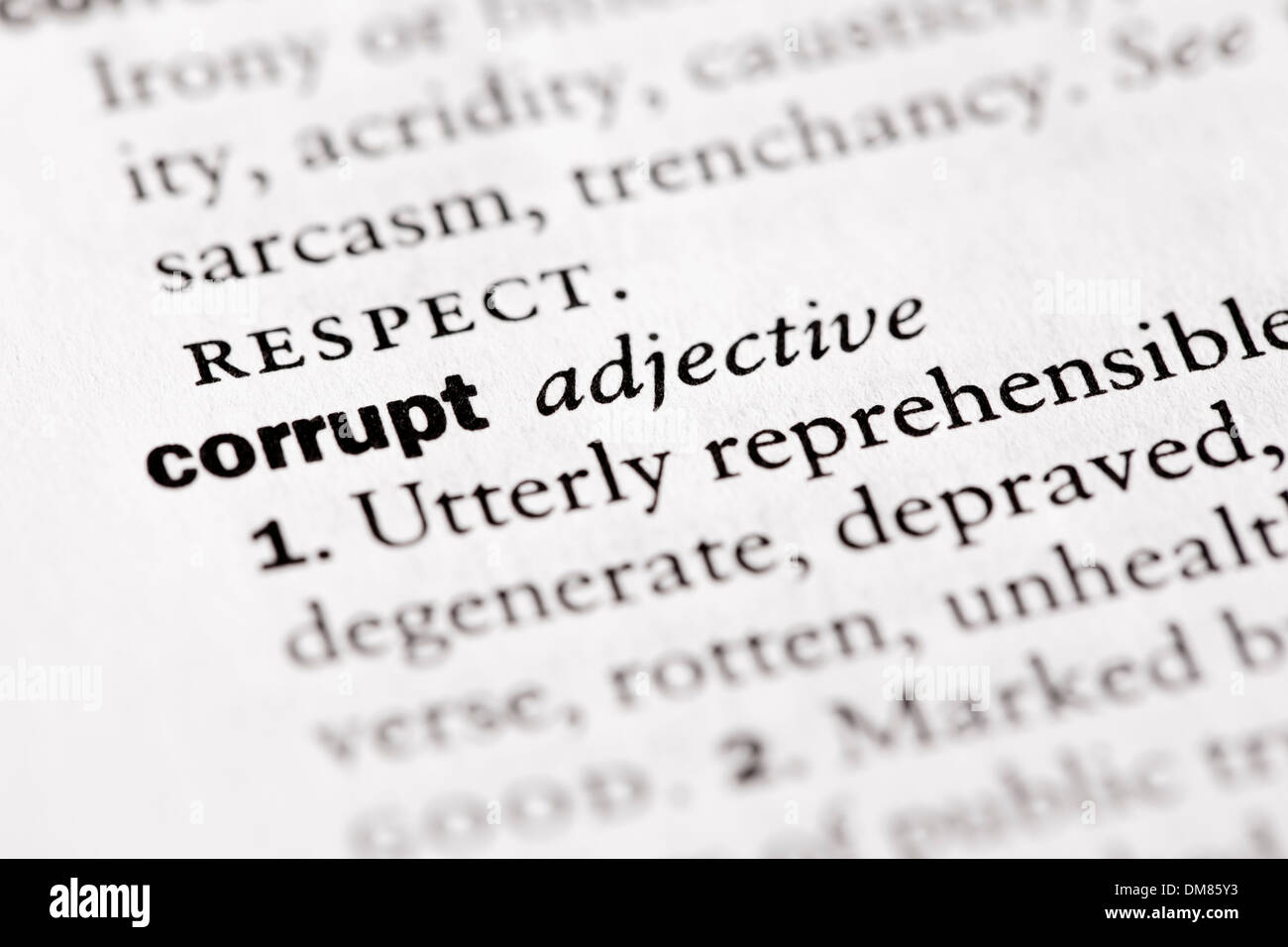 Dictionary definition of 'Corrupt' Stock Photo