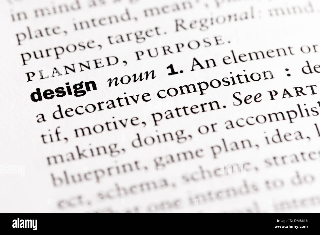 Dictionary definition of "Design" (noun Stock Photo Alamy