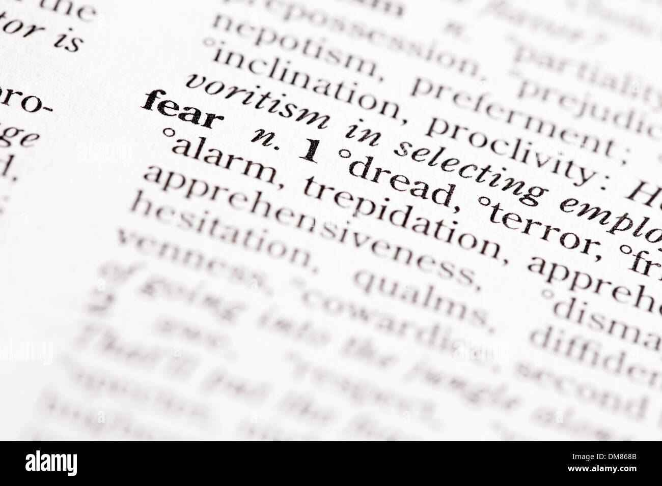 Dictionary definition of "Fear Stock Photo Alamy