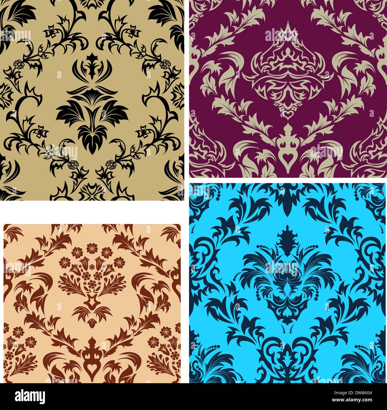 seamless damask patterns set Stock Vector Image & Art - Alamy