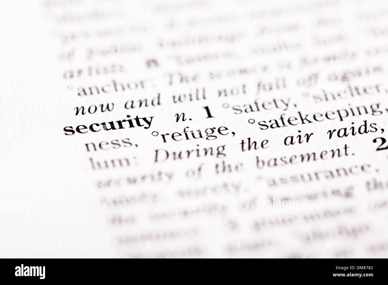 Dictionary definition of "Security Stock Photo Alamy