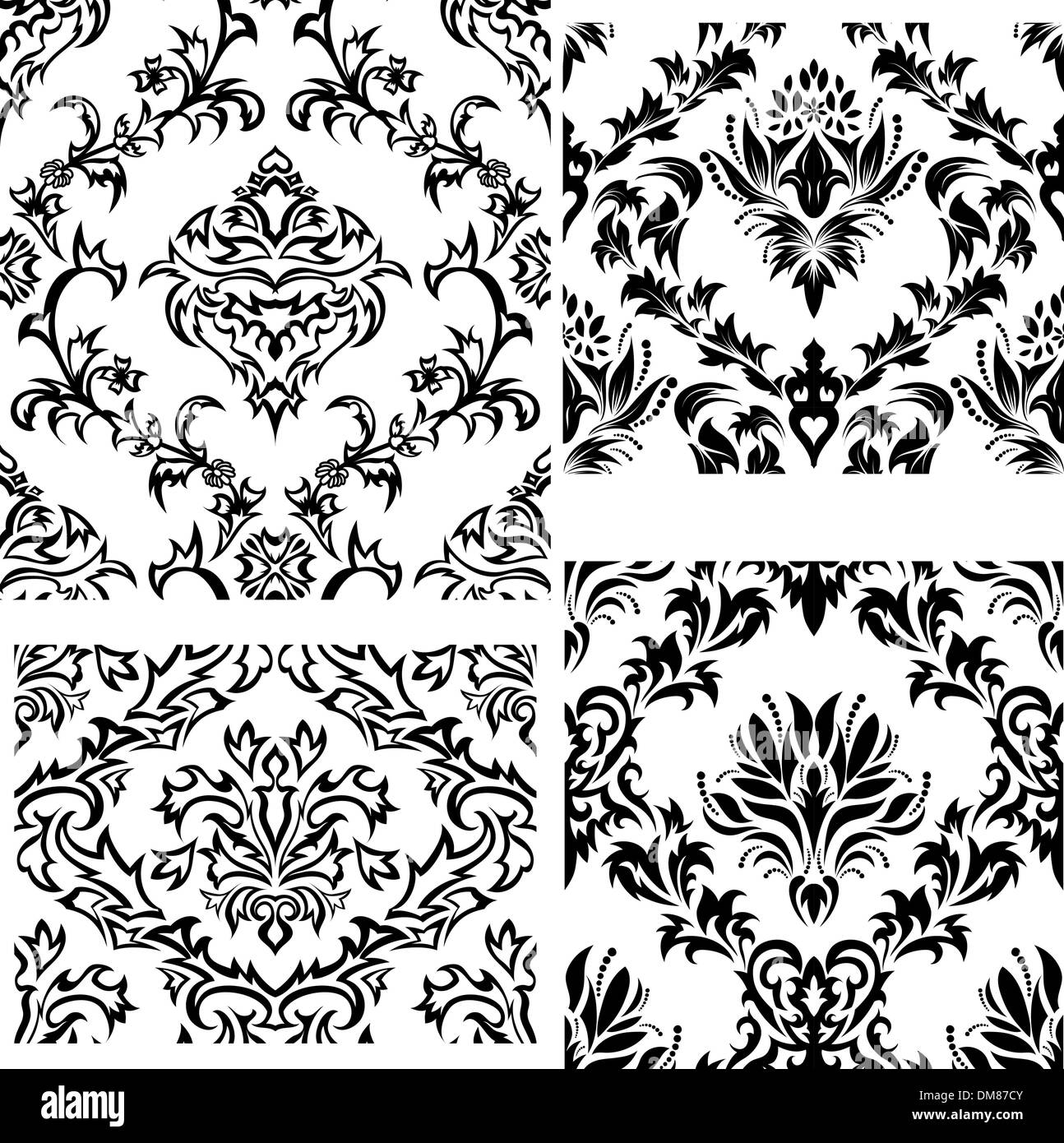 seamless damask patterns set Stock Vector Image & Art Alamy