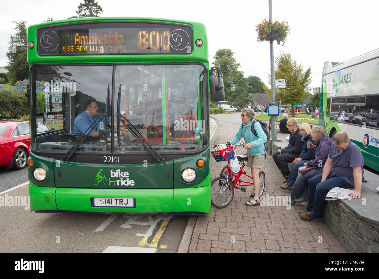 Bike Friendly Bus -bike and ride bus The Lake District Bus specially  adapted to take mountain bikes and even trikes Stock Photo