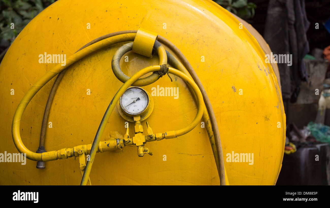 Large Yellow Gas Tank Hue Vietnam South East Asia Stock Photo Alamy