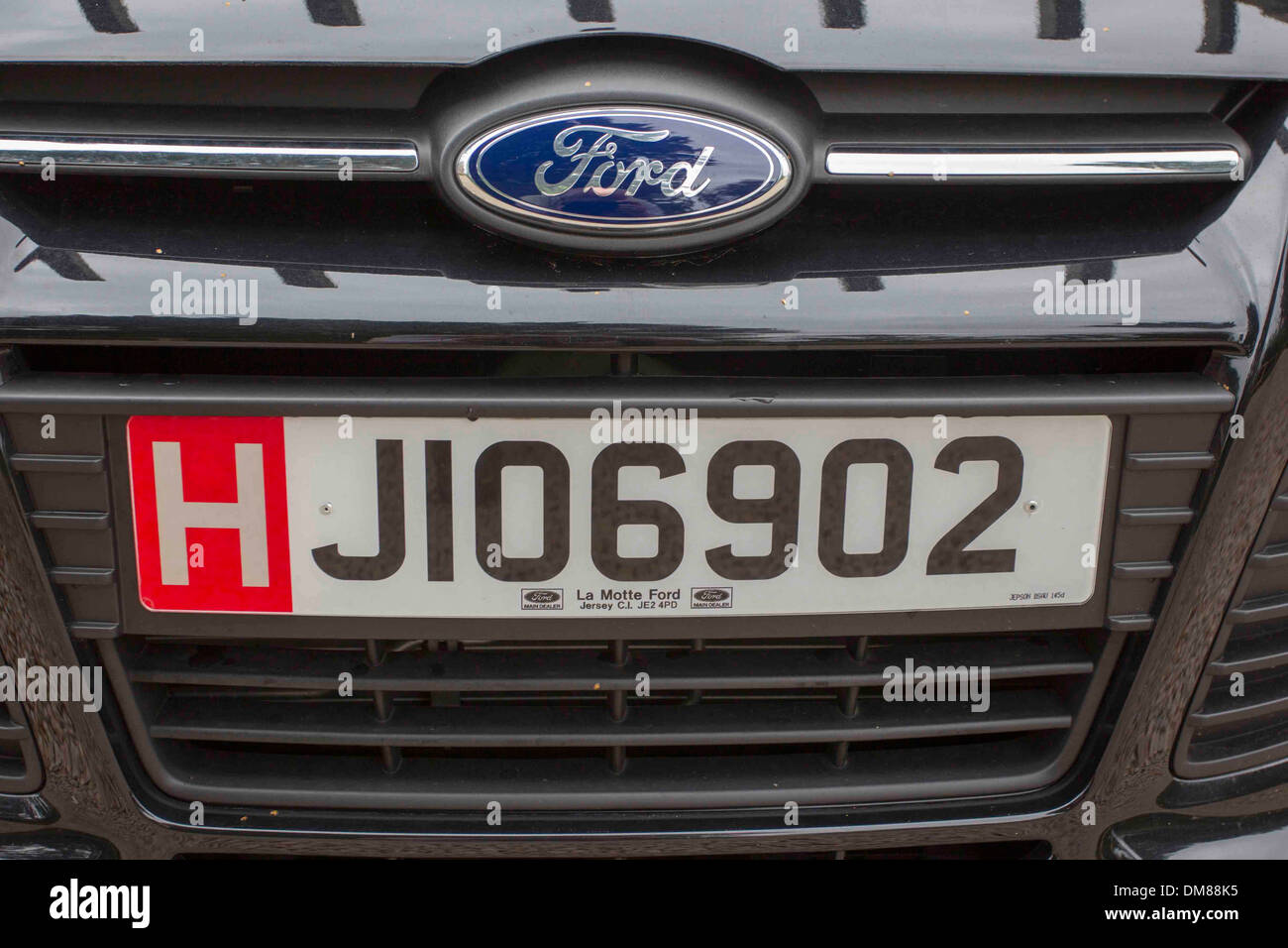 Jersey hire car numberplate red H ford 