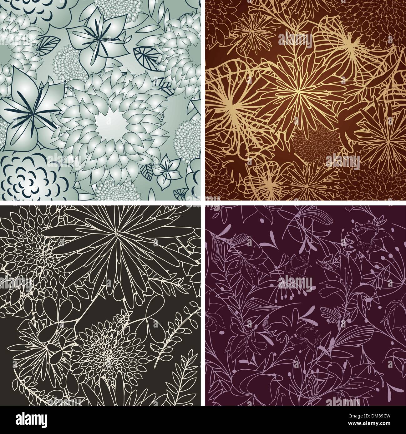 seamless floral backgrounds set Stock Vector Image & Art - Alamy