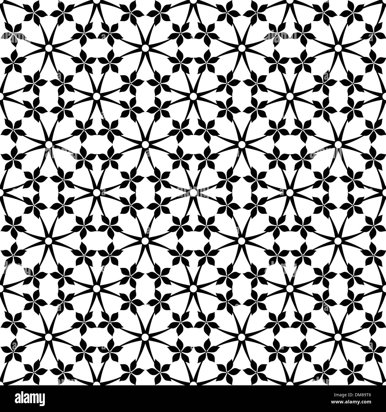 Seamless floral dots pattern Black and White Stock Photos & Images - Alamy