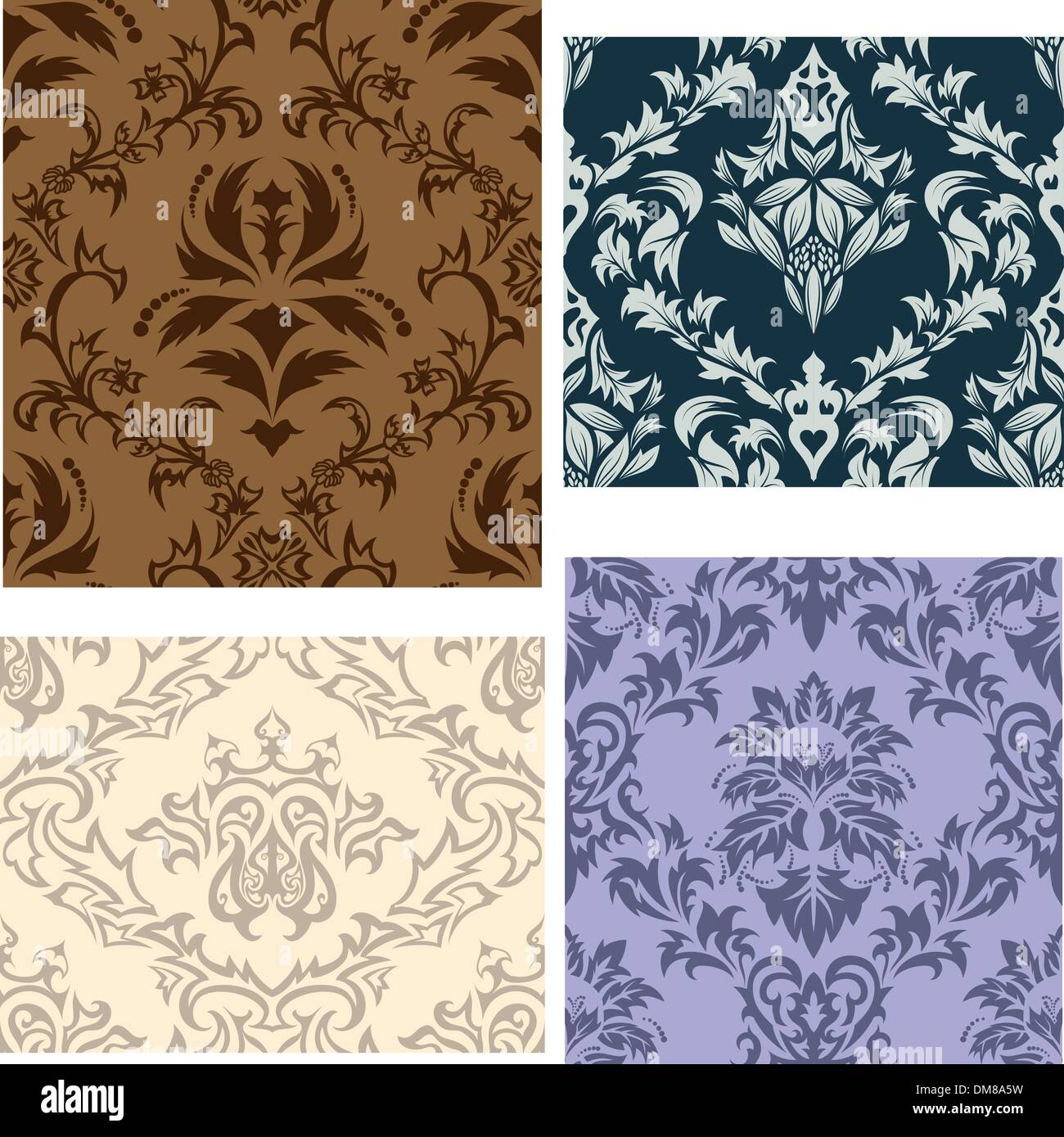 seamless damask patterns set Stock Vector Image & Art - Alamy