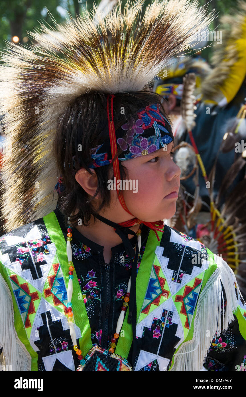 Pow-Wow of the proud Mohawk nation living in Kahnawake native community, Quebec Canada Stock Photo