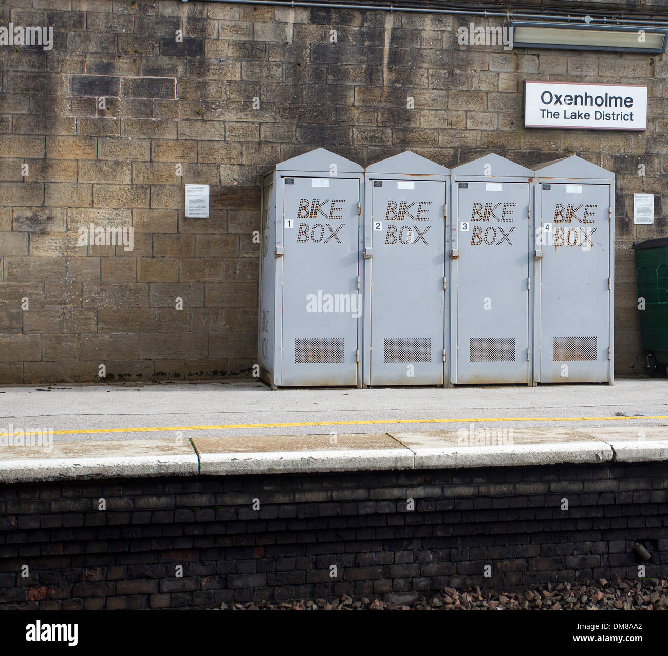 bike box lockers Oxenholme the Lake District Stock Photo Alamy