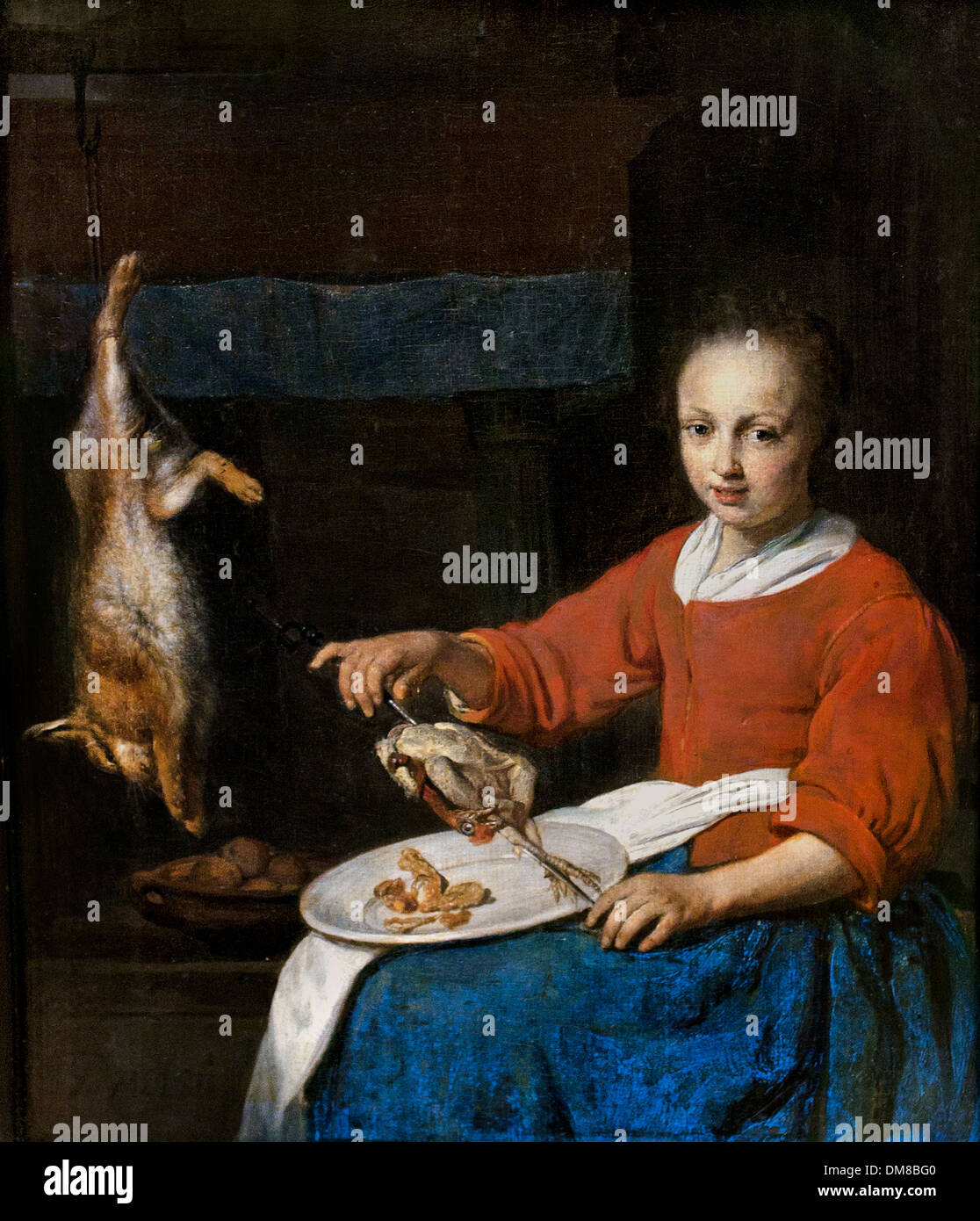The chef - cook Gabriel METSU 1629 - 1667 Dutch Netherlands Stock Photo