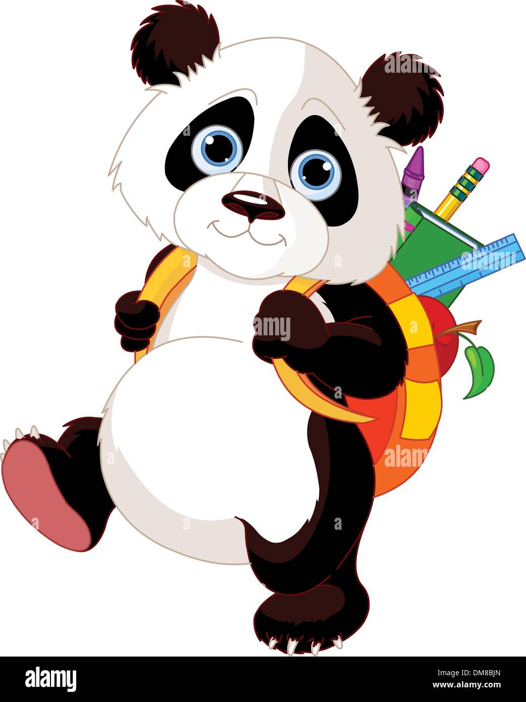 Cute panda go to school Stock Vector