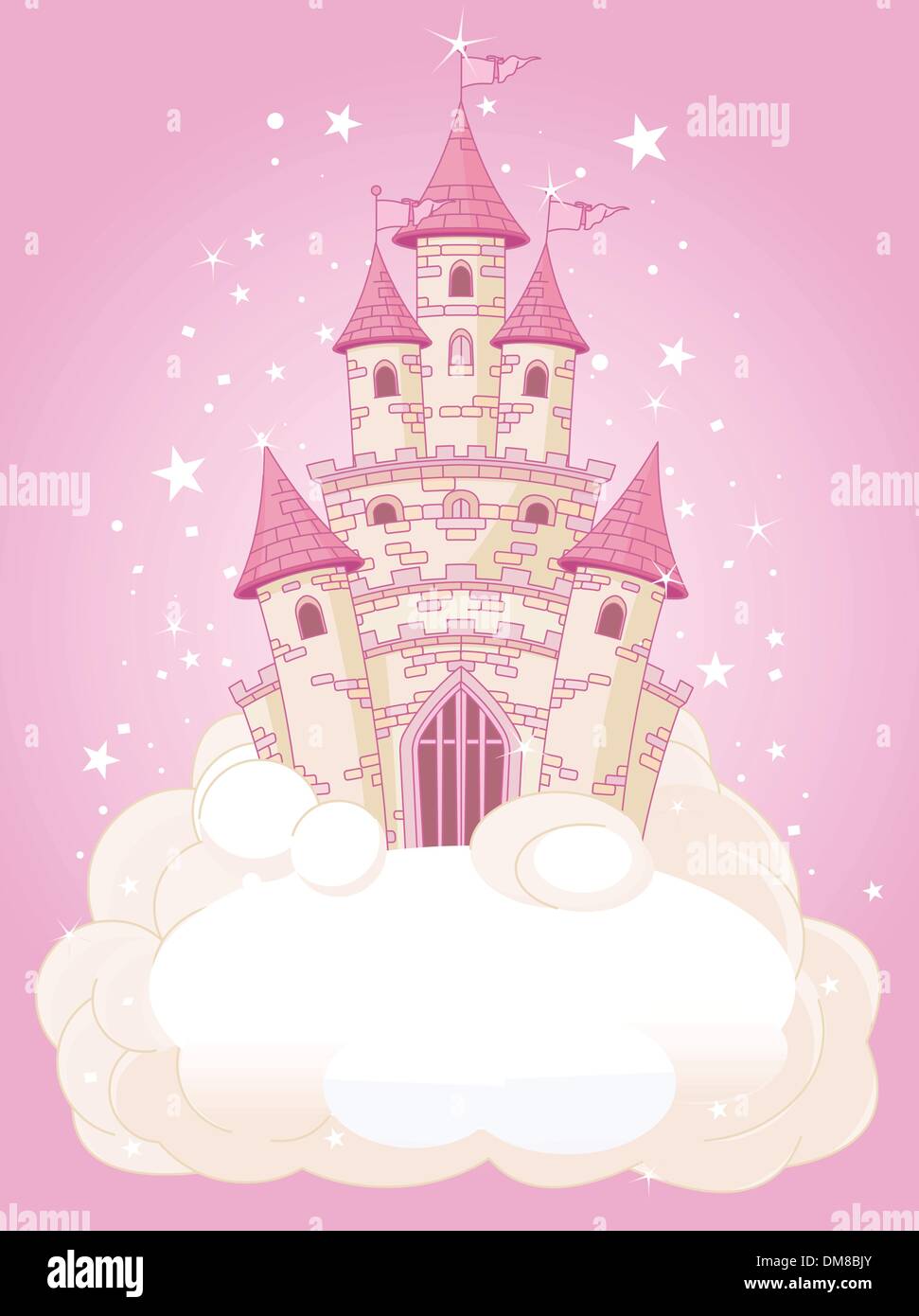 Pink Sky Castle Stock Vector