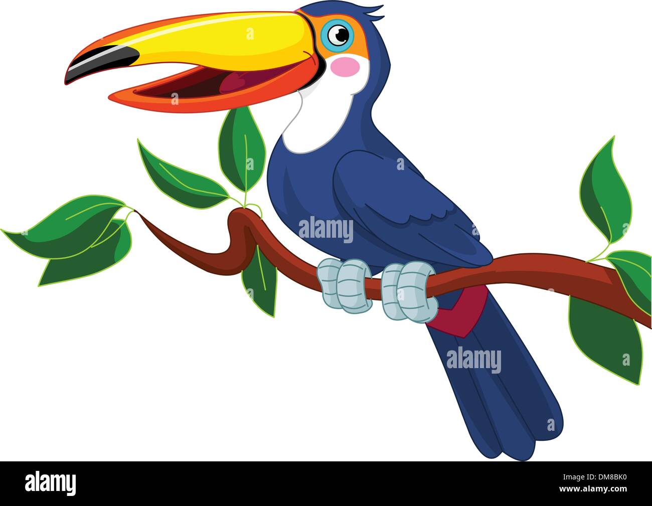 Toucan sitting on tree branch Stock Vector