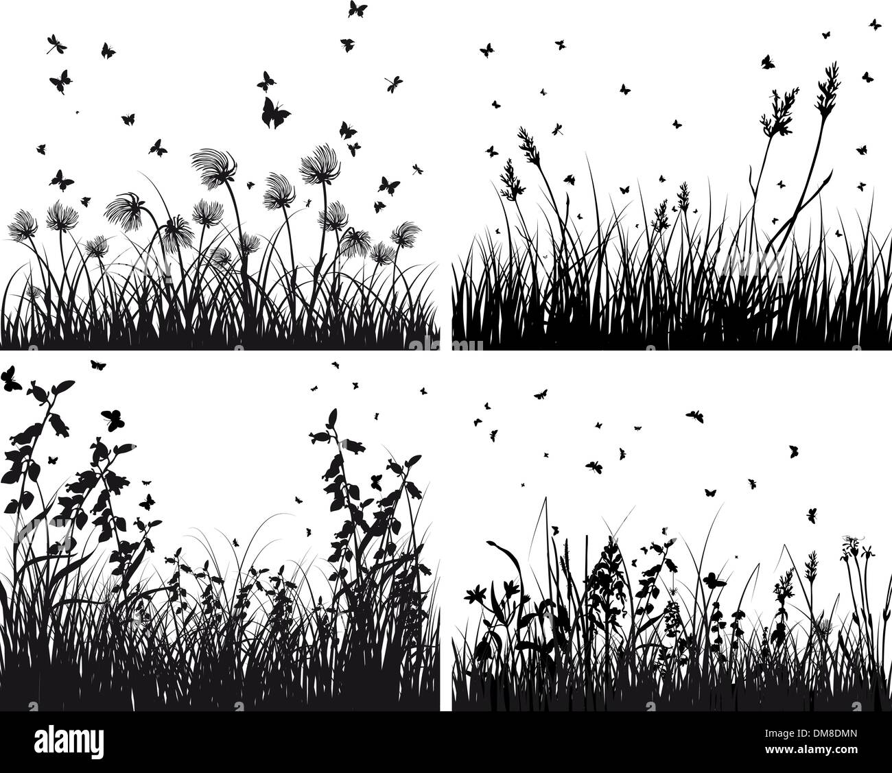 set of grass silhouettes Stock Vector